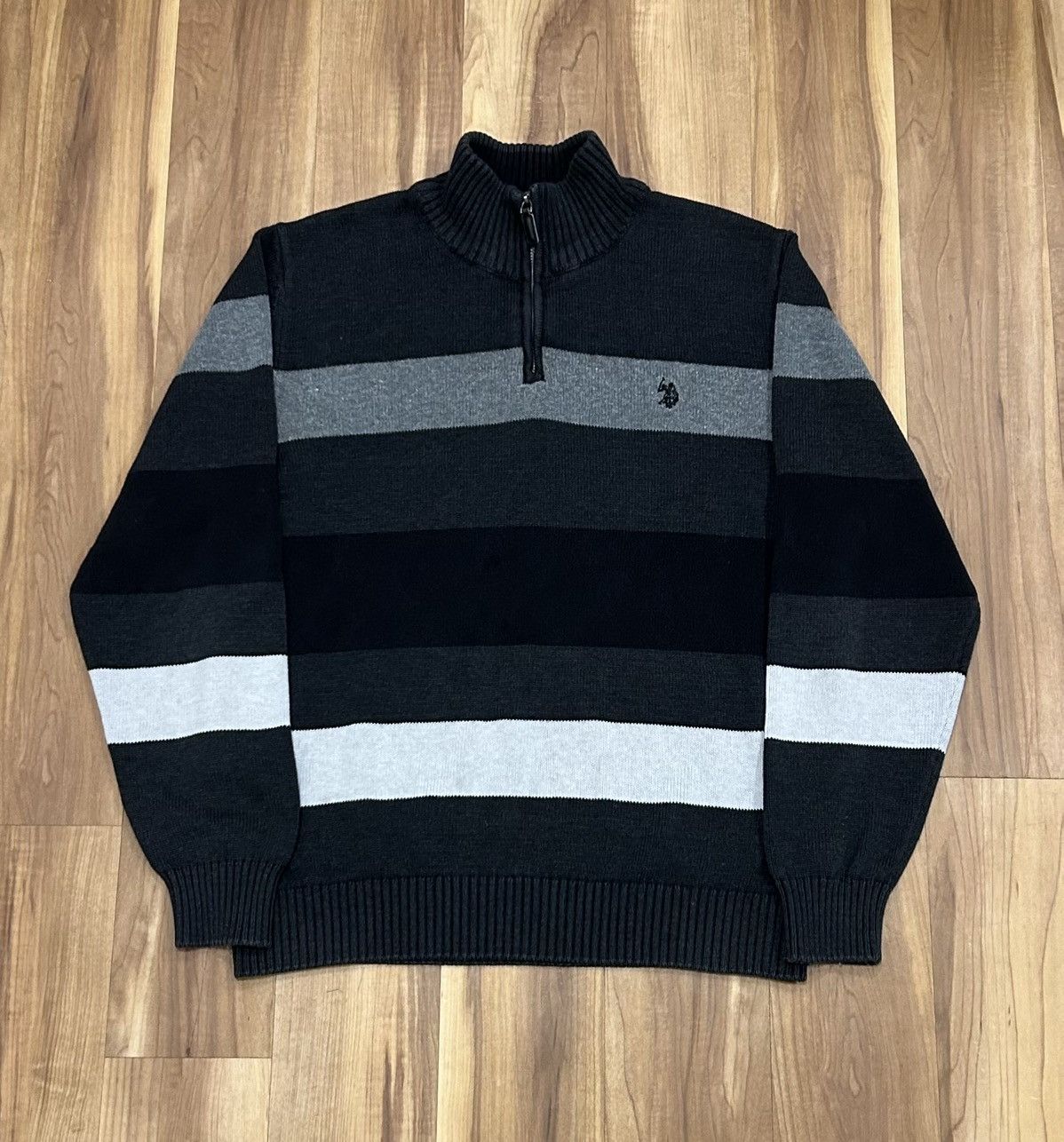 U.S. Polo Assn. U.S. Polo Assn. Stripped Quarter Zip Sweater Size US XL / EU 56 / 4 - 1 Thumbnail