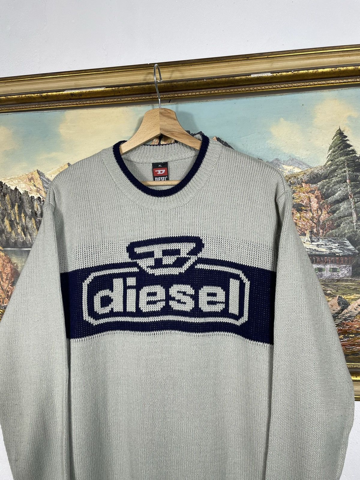 Diesel × Japanese Brand × Vintage Diesel Retro 00s Avant Garde Cyber Loose Boxy Jumper Pull Size US XL / EU 56 / 4 - 4 Thumbnail