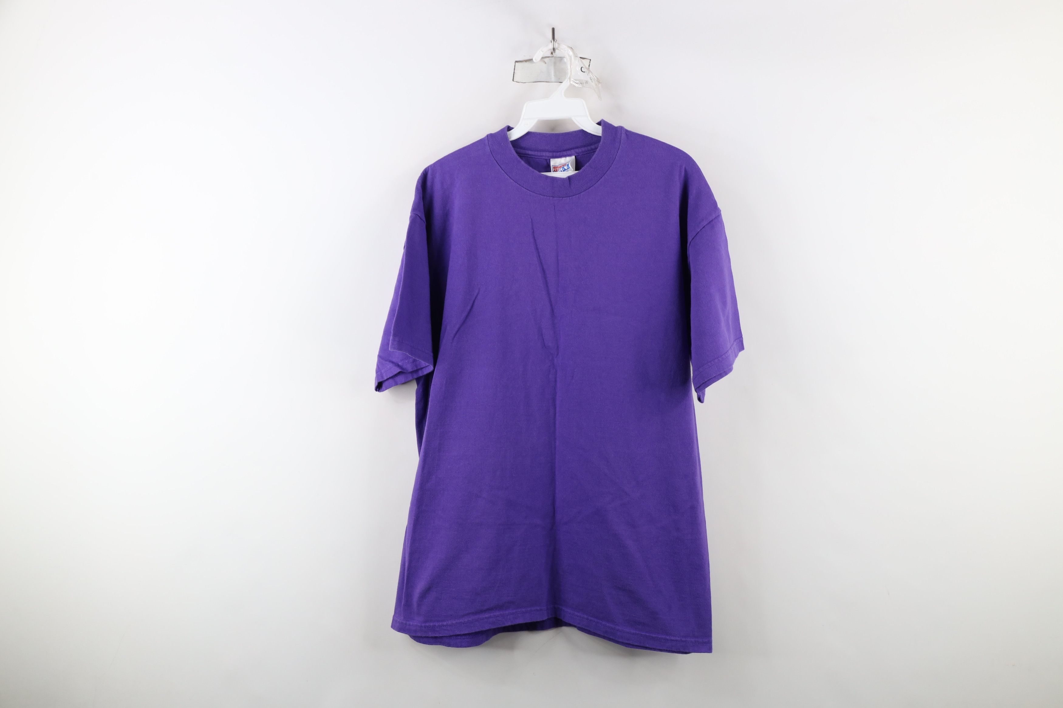 Hanes × Vintage Vintage 90s Hanes Beefy Short Sleeve T-Shirt Purple Cotton Size US L / EU 52-54 / 3 - 1 Thumbnail
