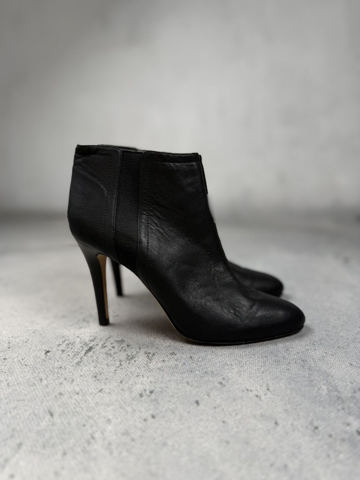 Jimmy Choo Jimmy Choo Black Leather Ankle Boots Stiletto Heels Italy Size US 7 / IT 37 - 6 Thumbnail