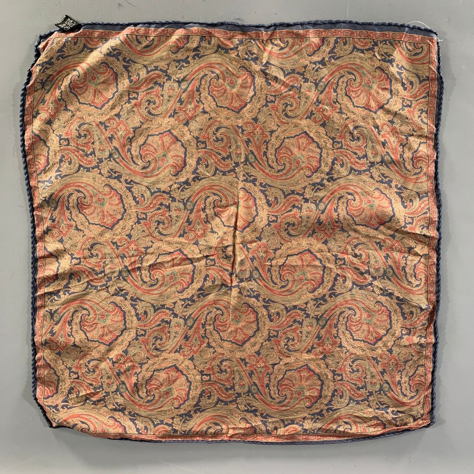 Other NO BRAND Navy Tan Paisley Silk Pocket Square Size ONE SIZE - 2 Thumbnail