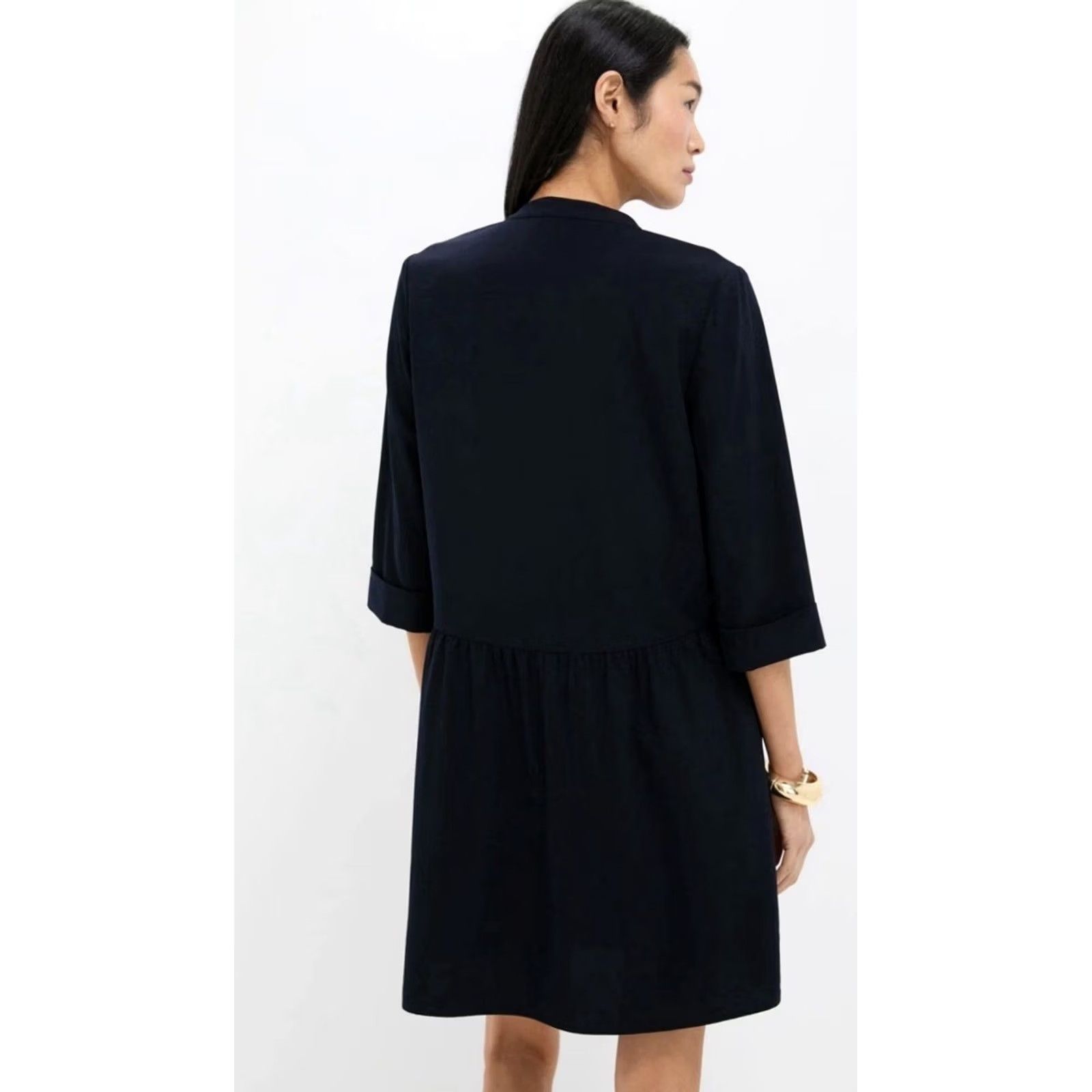 Vintage Tuckernuck Shirt Dress XS Navy Crepe Royal A-Line Women XS Blue Size XS / US 0-2 / IT 36-38 - 2 Thumbnail