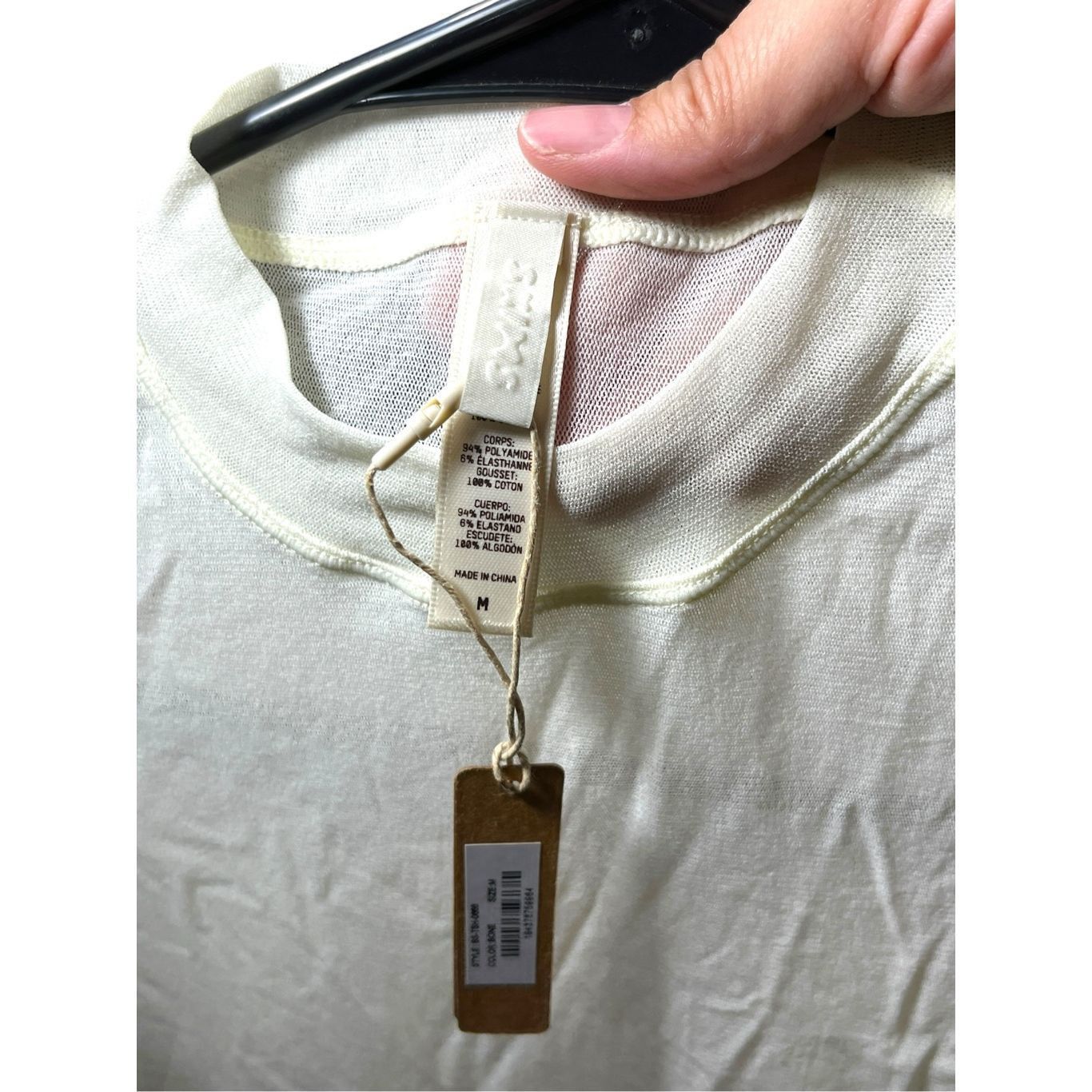 SKIMS SKIMS Mesh T-Shirt Bodysuit In Bone Women’s Sheer Top Size M Size M / US 6-8 / IT 42-44 - 5 Thumbnail
