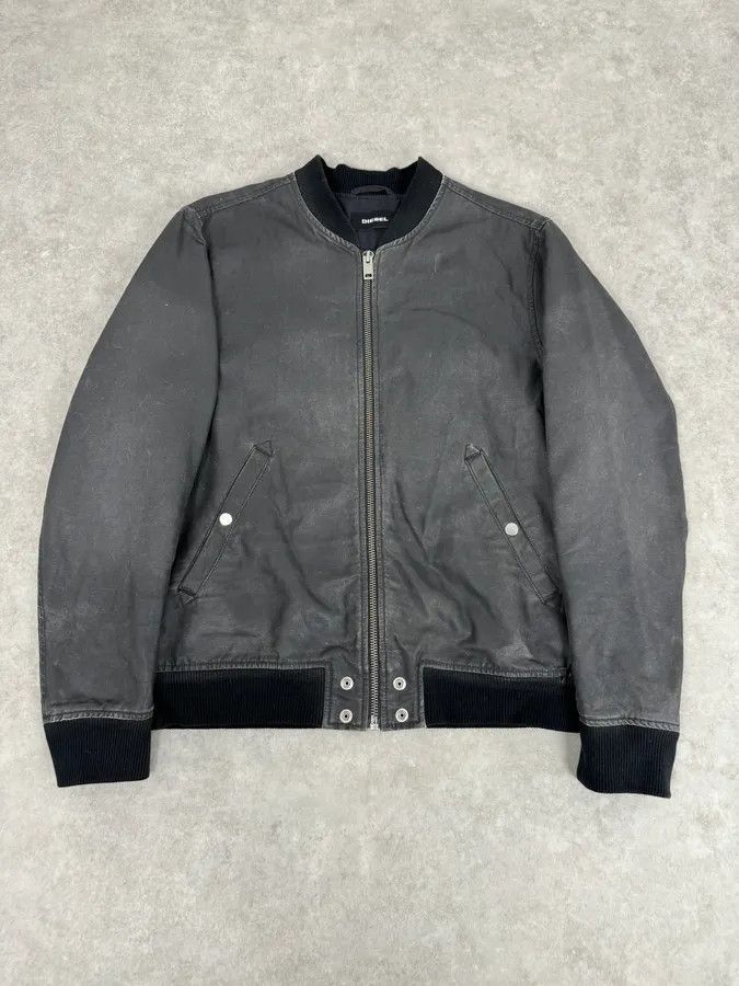 Diesel Diesel Dark Grey Waxed Bomber Jacket Size US L / EU 52-54 / 3 - 1 Thumbnail