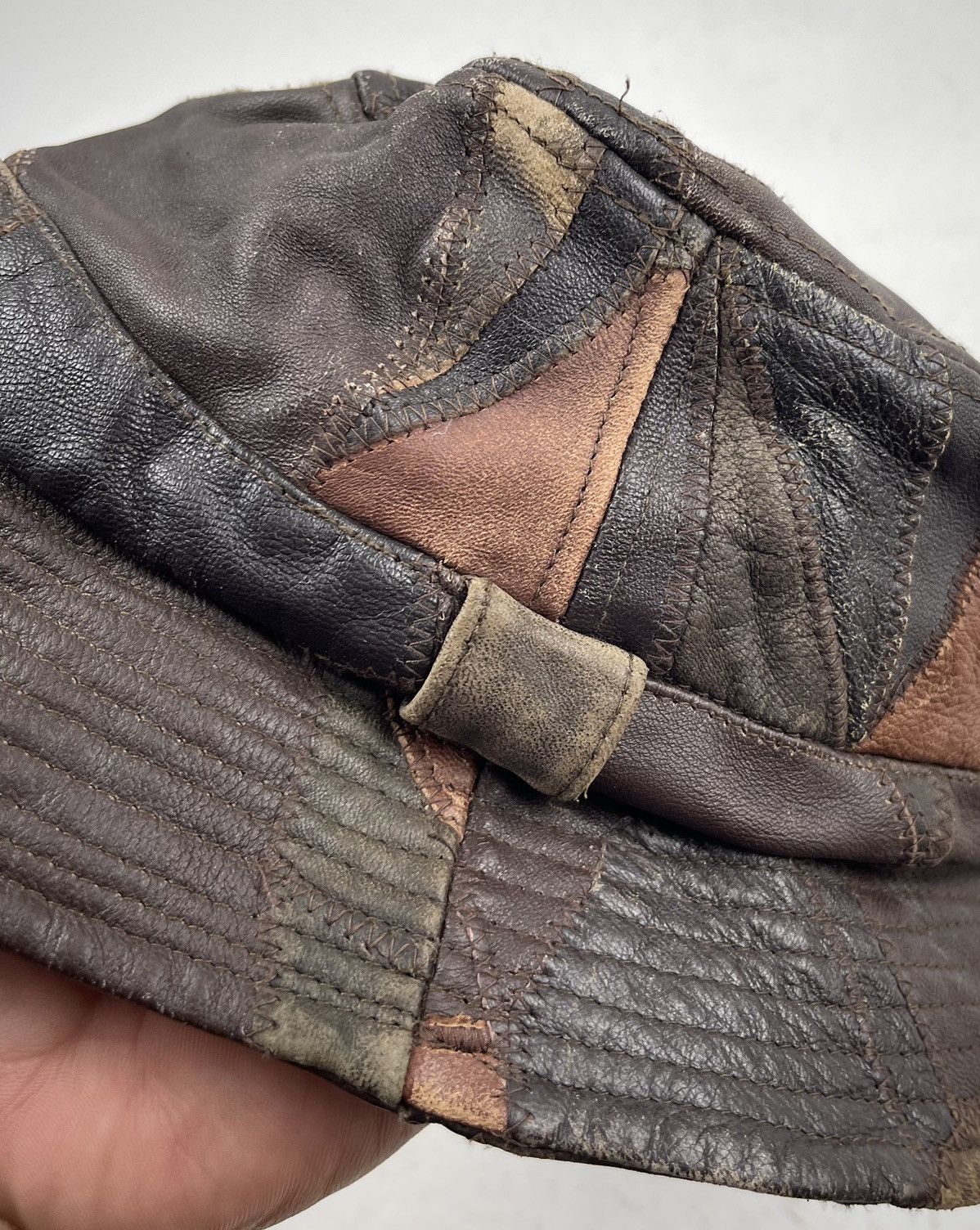 Japanese Brand very rare genuine leather patchwork hat tc48 Size ONE SIZE - 3 Thumbnail