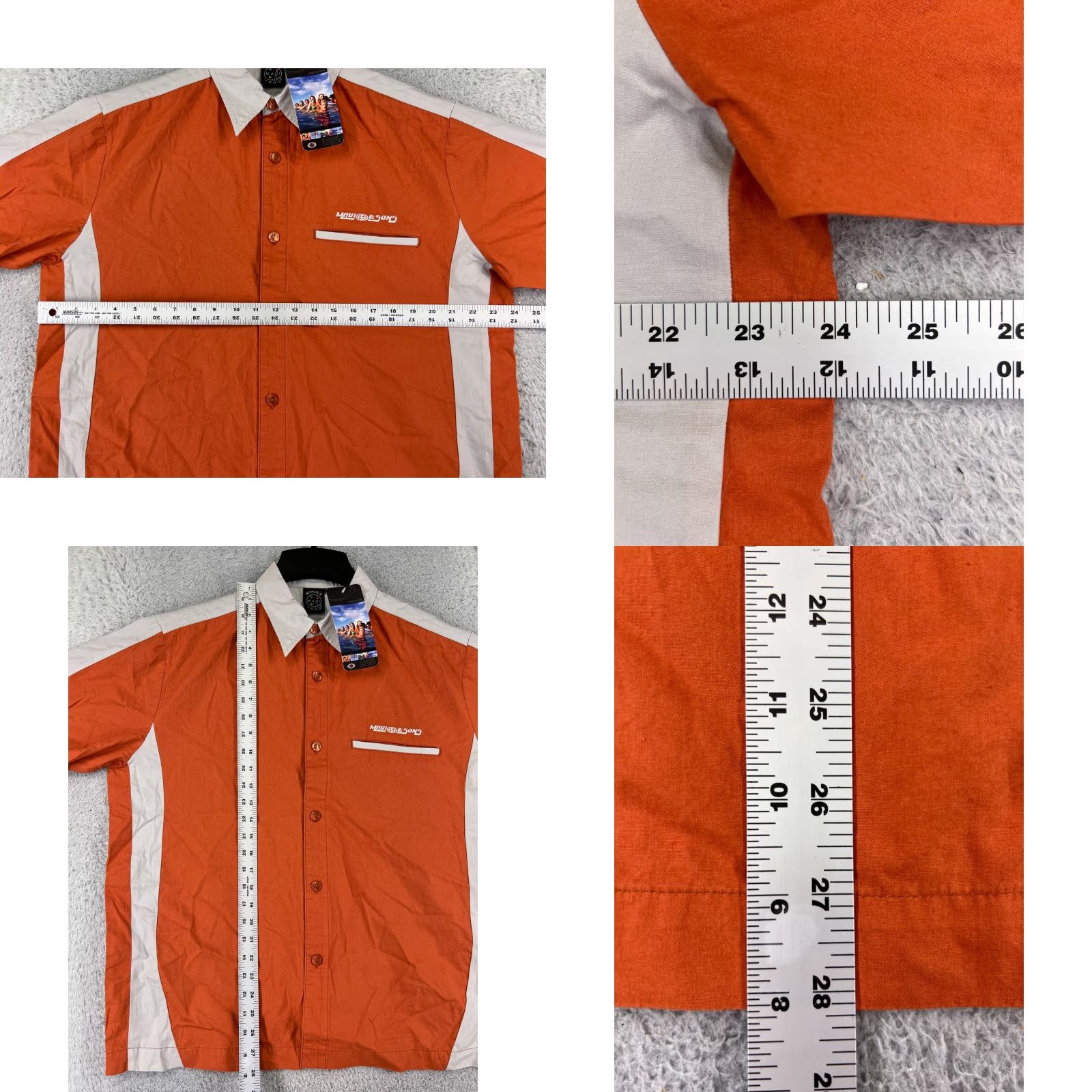 Vintage Maui and Sons Shirt Adult Large Orange Gray Bowling Style Button Up Short Sleeve Mens Casual Shirt Size US L / EU 52-54 / 3 - 8 Thumbnail