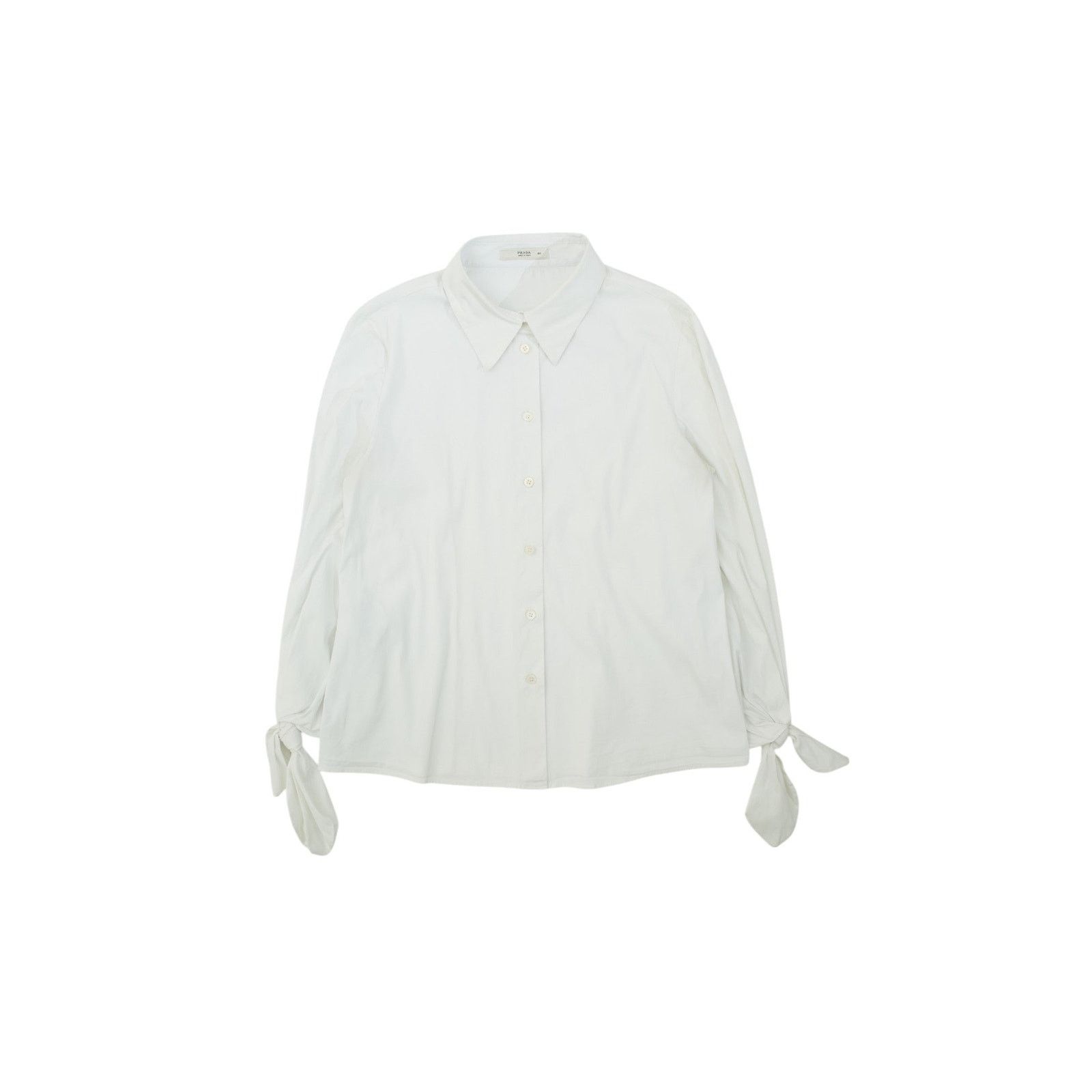 Prada S/S 2009 White Ribbon Sleeve Button Up Shirt Size L / US 10 / IT 46 - 1 Thumbnail