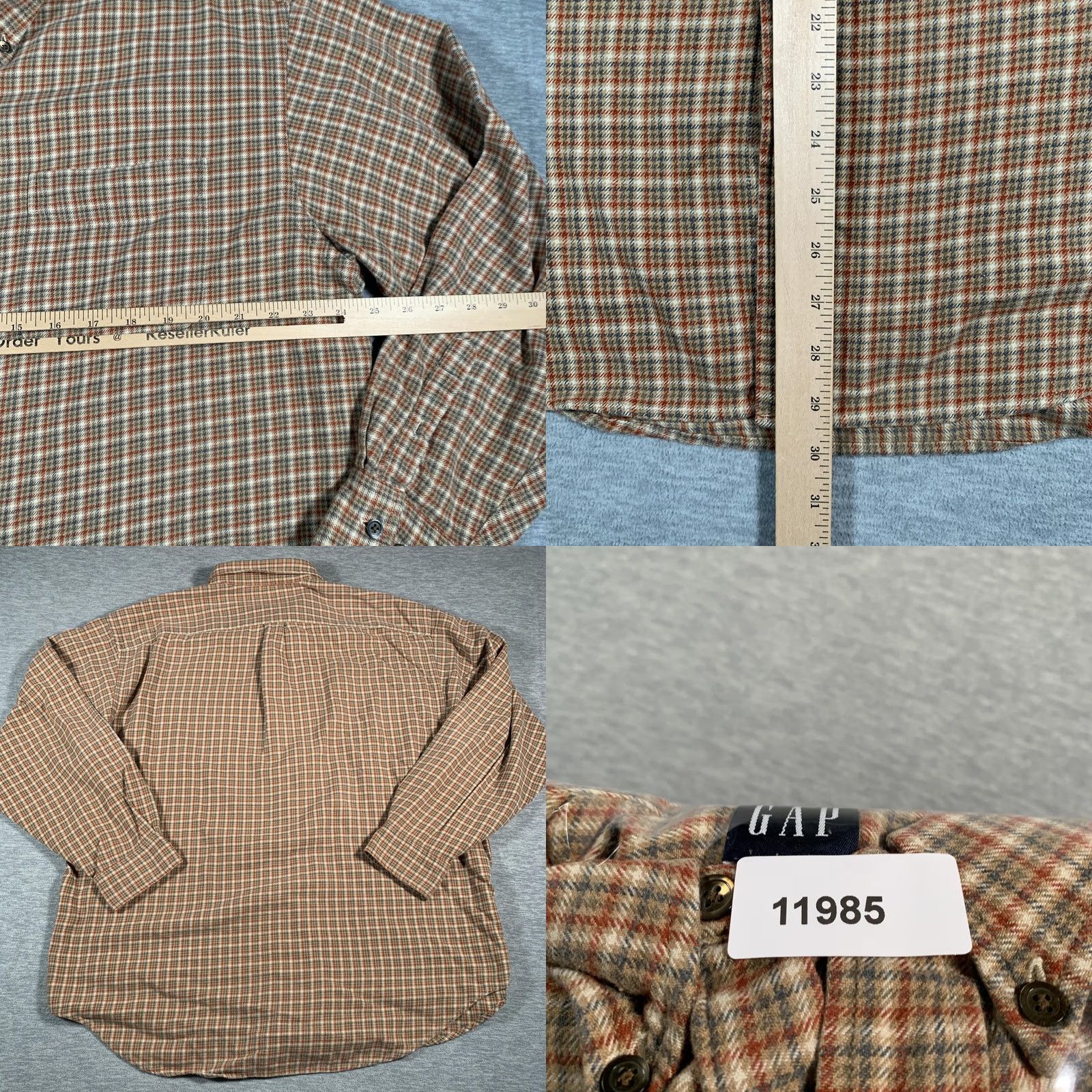 Gap GAP Shirt Mens 2XL Brown Tan Plaid Long Sleeve Button Casual Pocket Collared Size US XXL / EU 58 / 5 - 8 Thumbnail