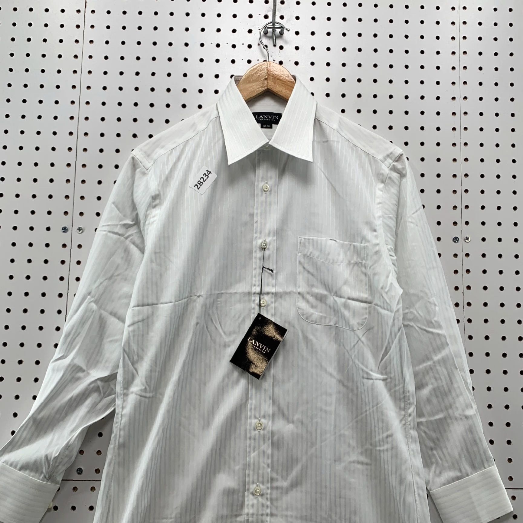 Lanvin VINTAGE Lanvin Dress Shirt White Striped Long Sleeve Mens Size Small 20x32 38 78 Size 36R - 2 Thumbnail