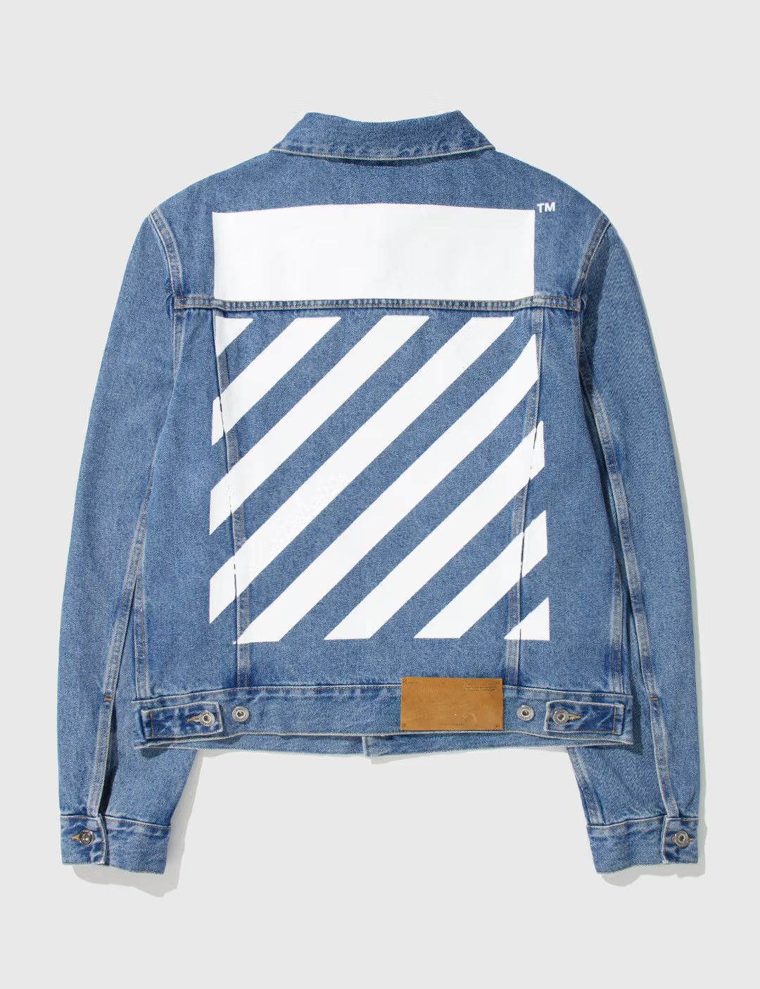 Off-White o1gr1nt1124 Diag Tab Slim Denim Jacket in Medium Blue Size US XXL / EU 58 / 5 - 2 Thumbnail