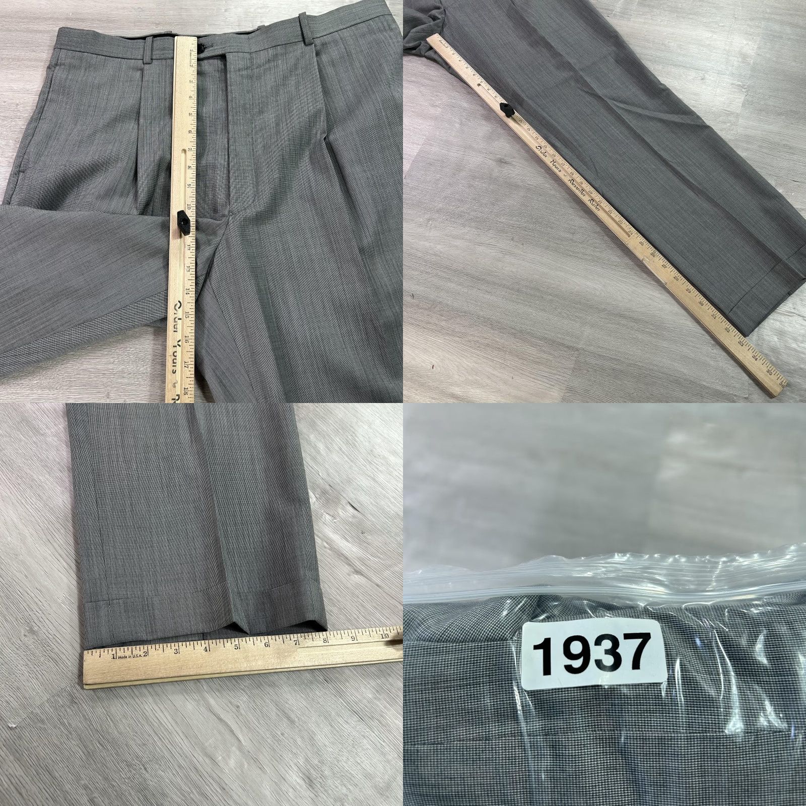 Alfani Alfani Mens 44L 2 Piece Suit Jacket Pants Gray Wool Cashmere Check Size 44R - 10 Thumbnail