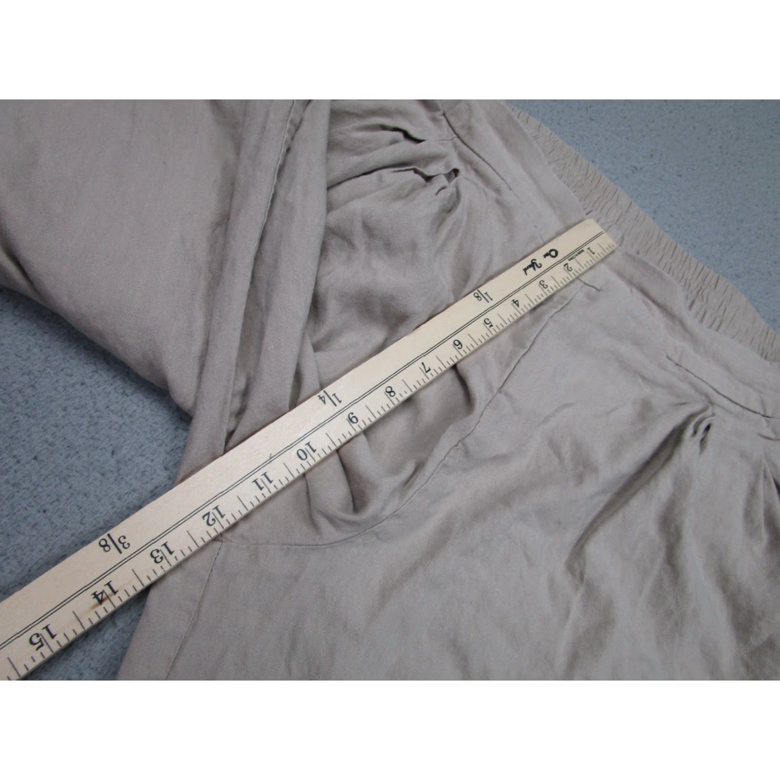 Vintage Stretch Linen Pants Womens 16 Oatmeal Wide Leg Beach Coastal Resort Clean Girl Size 38" / US 16 / IT 52 - 7 Thumbnail