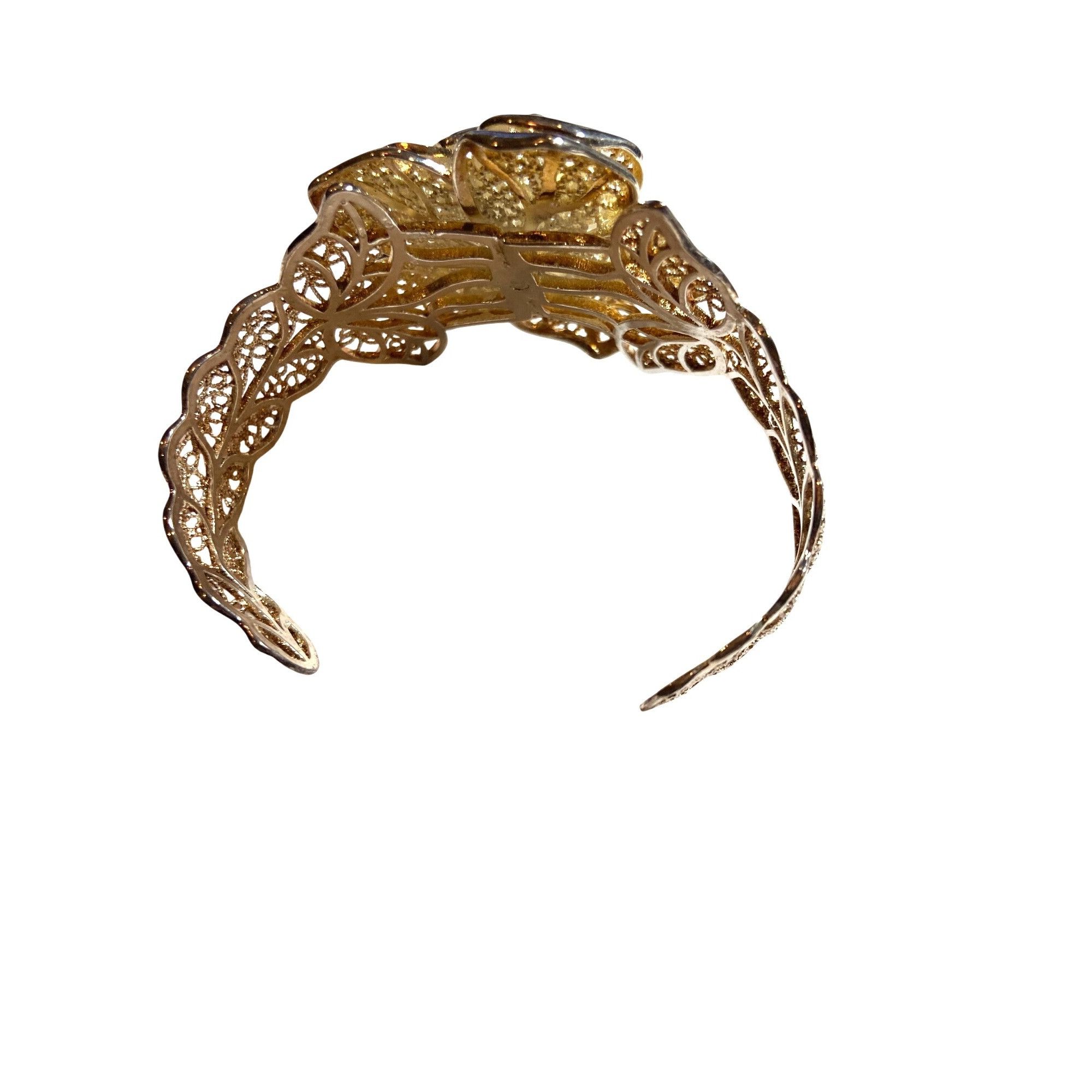 Other Filigree Rose Statement Cuff Bracelet With Intricate Leaf De Size ONE SIZE - 9 Thumbnail