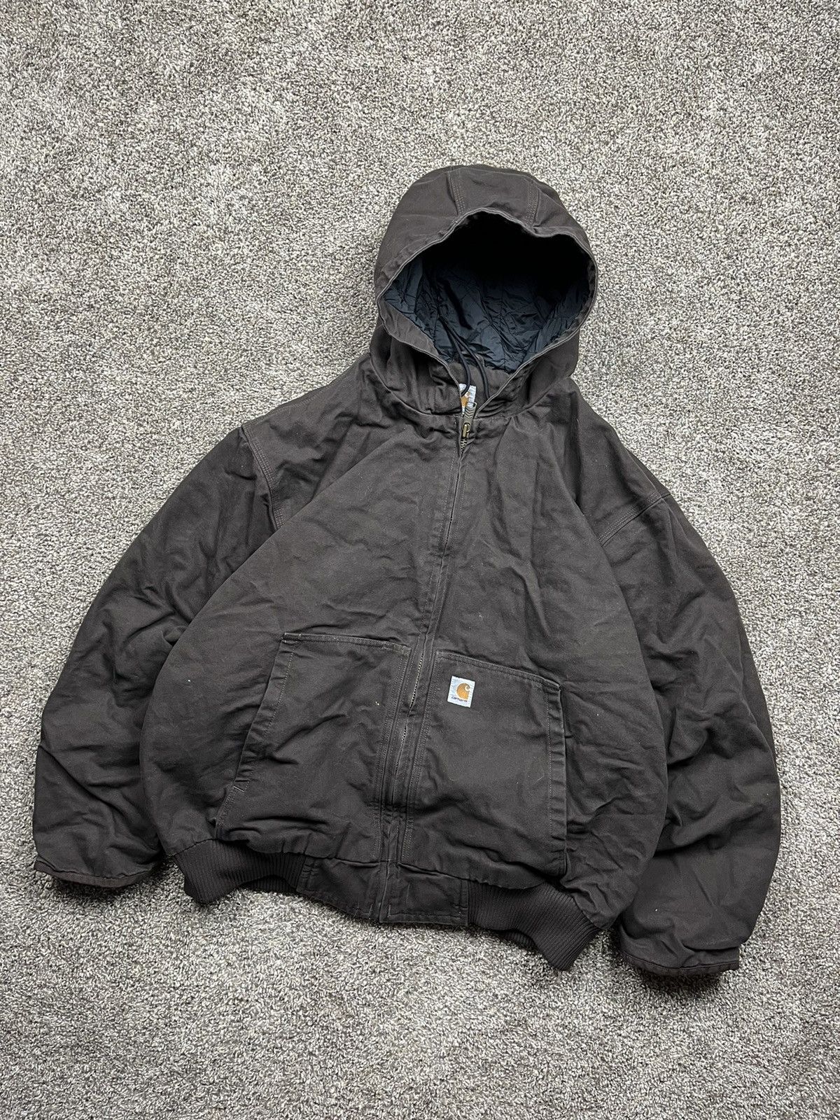 image of Carhartt Sunfaded Brown Hooded Jacket 28X30, Men's (Size 2XL)