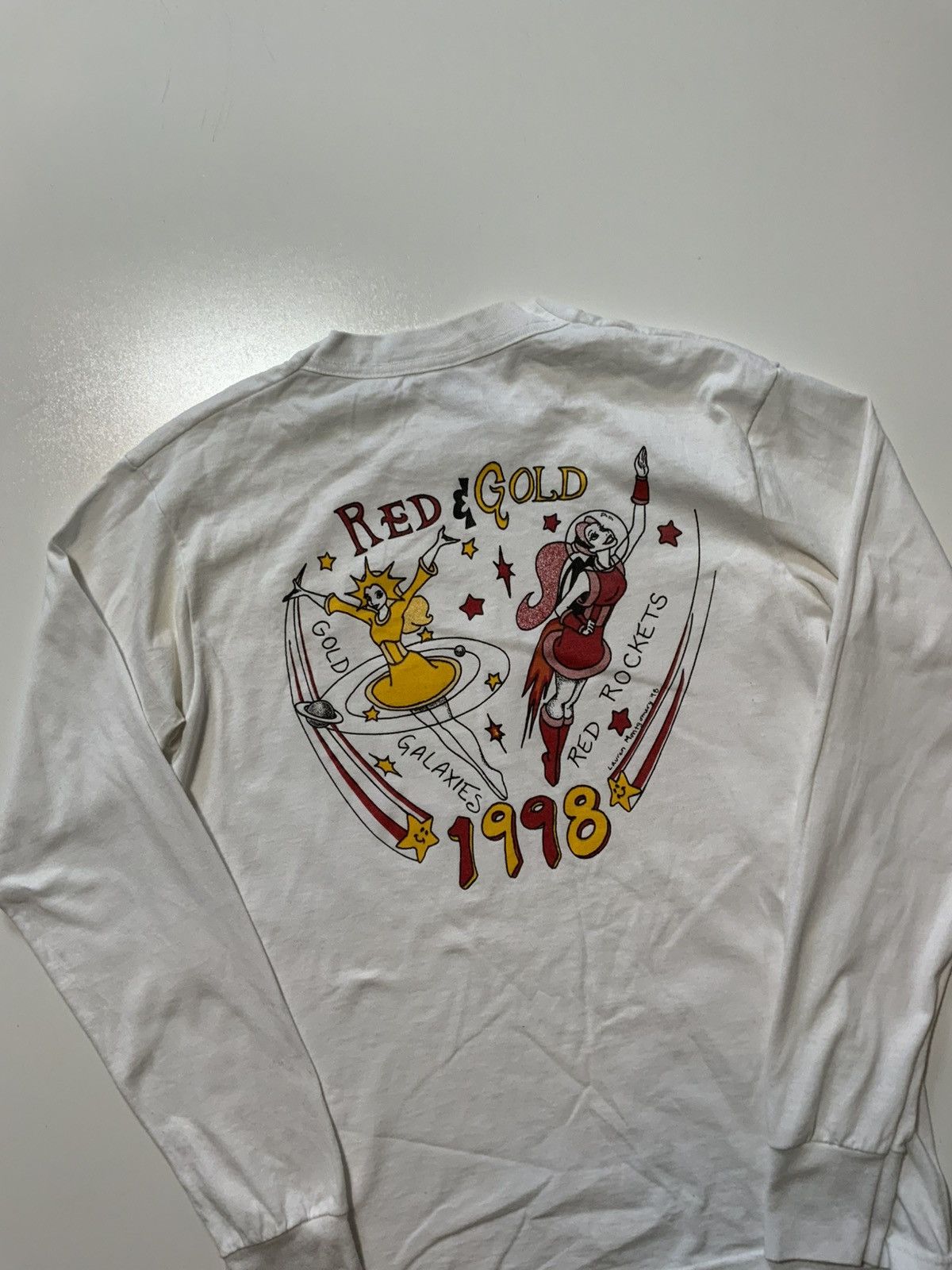 Vintage 1998 Lauren Montgomery Red Rockets Gold Galaxies L/S T-Shirt Size US M / EU 48-50 / 2 - 5 Thumbnail