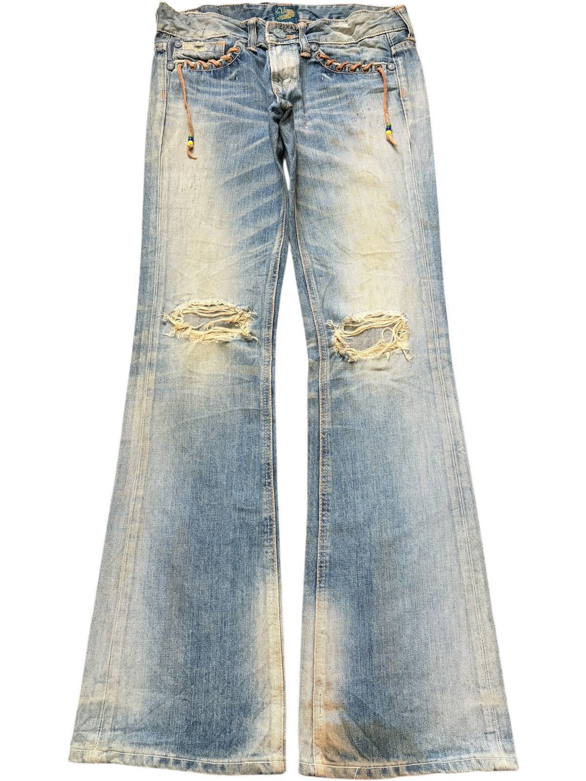 Edwin Vintage Edwin Vienus Mud Wash Distress Low Rise Flare Jeans Size 30" / US 8 / IT 44 - 1 Thumbnail