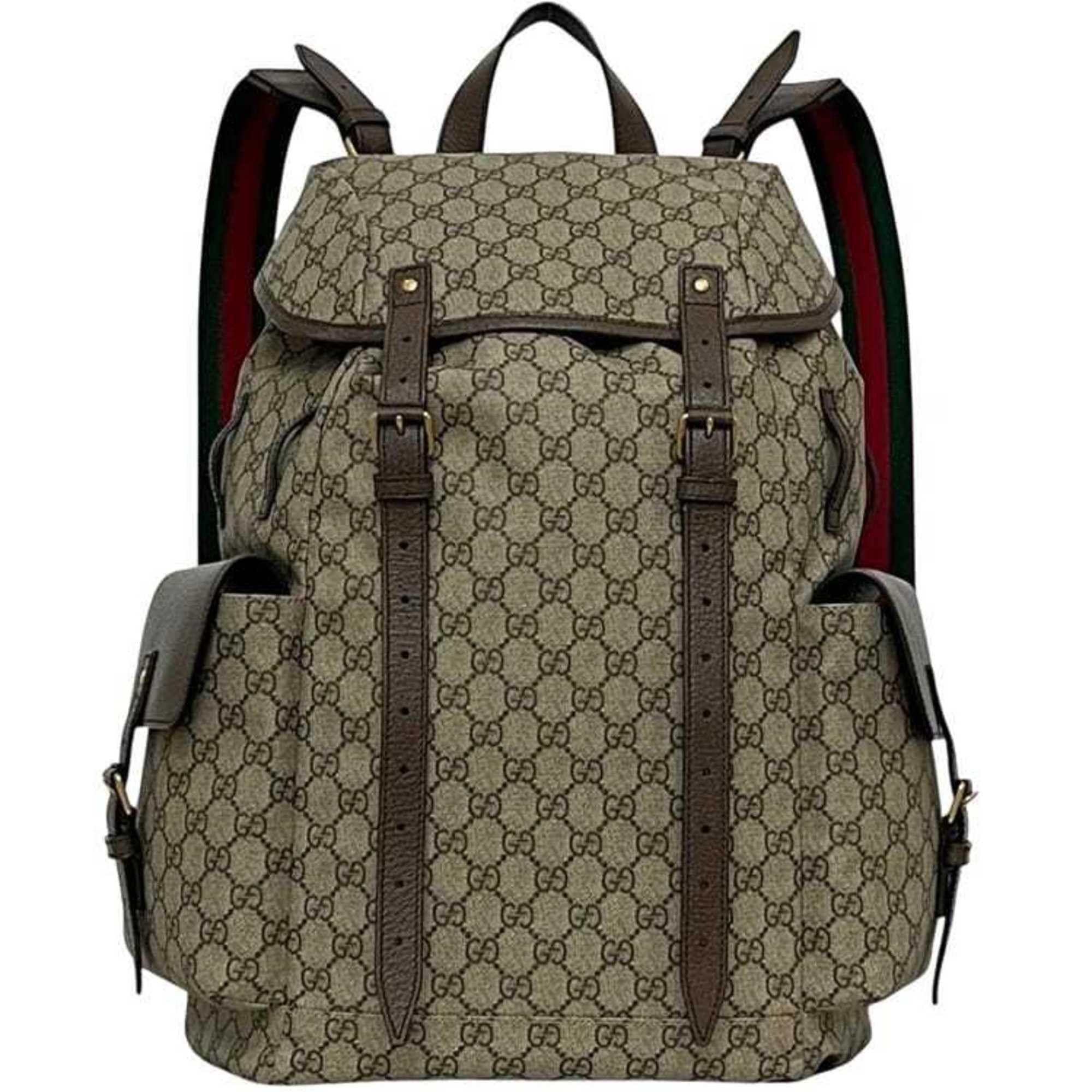 Gucci Gucci Backpack ec-24860 Beige Brown GG Supreme Sherry 460029 PVC Leather 001998 GUCCI Flap Line Women's and Men's Size ONE SIZE - 1 Thumbnail