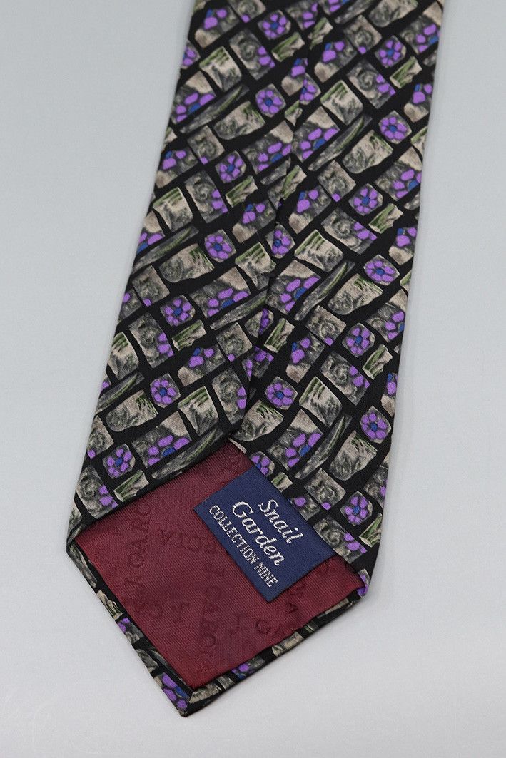 Other J. Garcia Snail Garden Silk Tie – Purple and Stone Print Size ONE SIZE - 2 Thumbnail