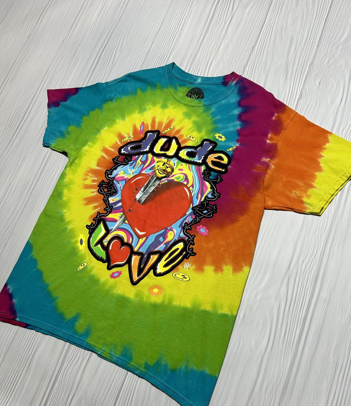 WWE Rare WWE “Dude Love” Tie Dye Style T-Shirt Size US L / EU 52-54 / 3 - 2 Thumbnail