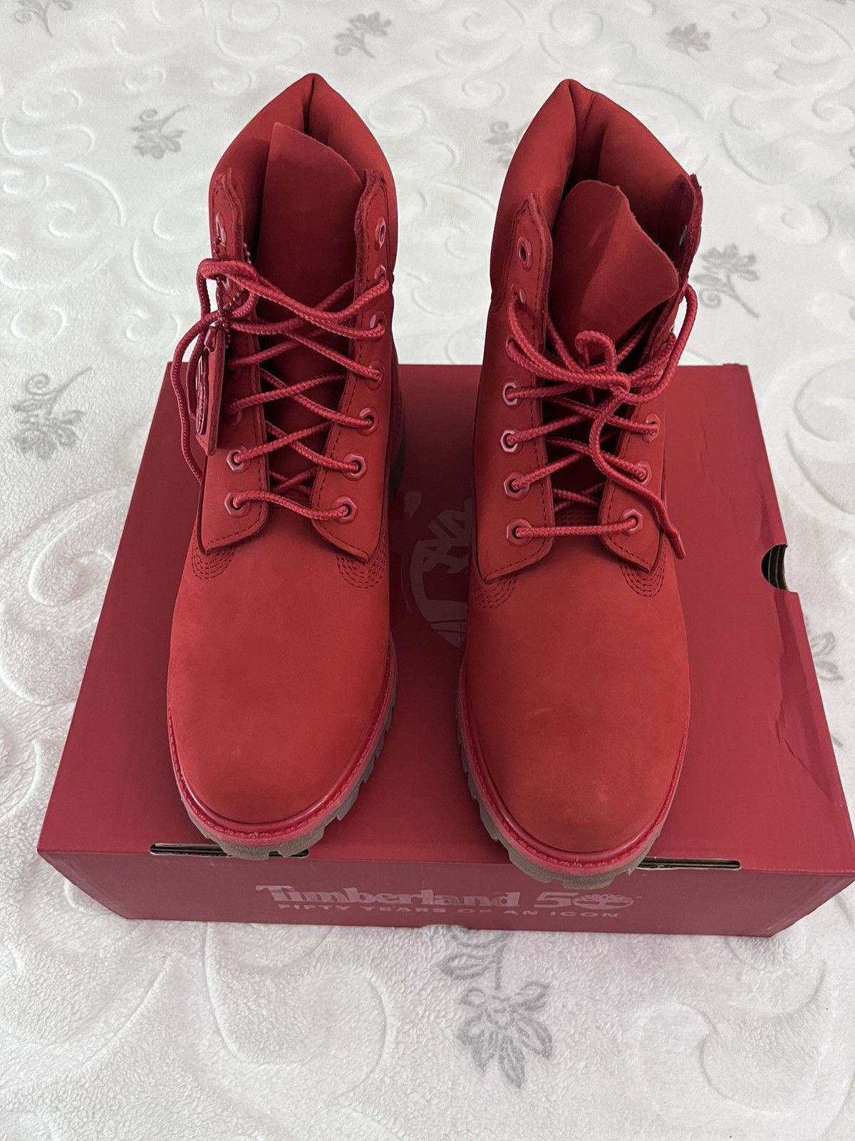 Timberland Brand new Timberland boots in a striking all-red colorway. Size US 7.5 / EU 40-41 - 3 Thumbnail