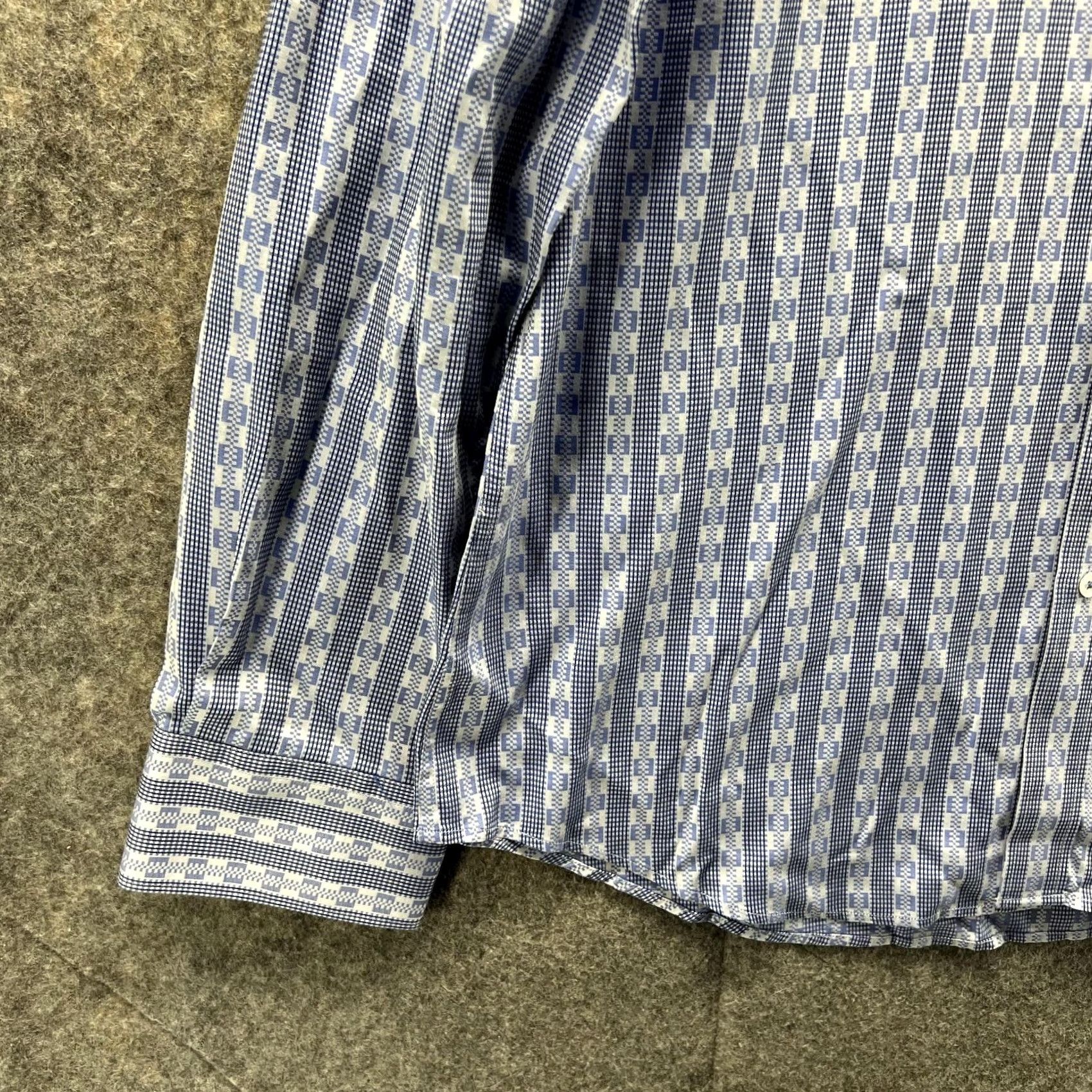 BUGATCHI Bugatchi Shirt Men XL Blue Striped Button-Up Shaped Fit Patterned Casual Button-Down Size US XL / EU 56 / 4 - 5 Thumbnail