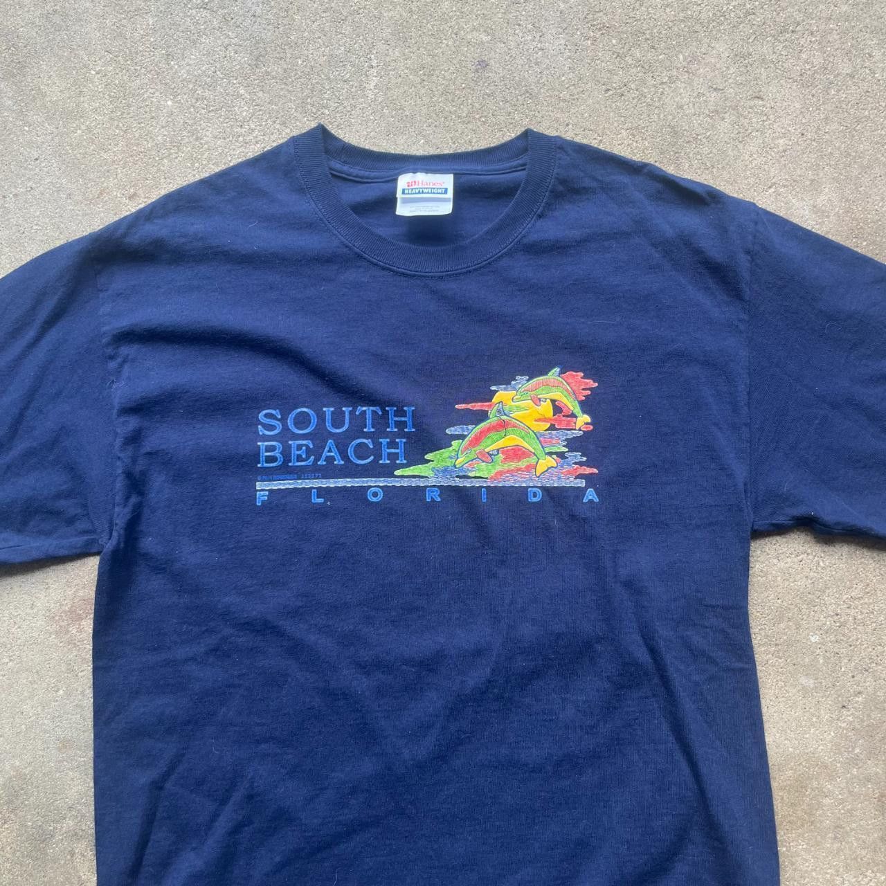 Hanes Hanes dark blue "South Beach Florida" T-shirt Size US M / EU 48-50 / 2 - 3 Thumbnail