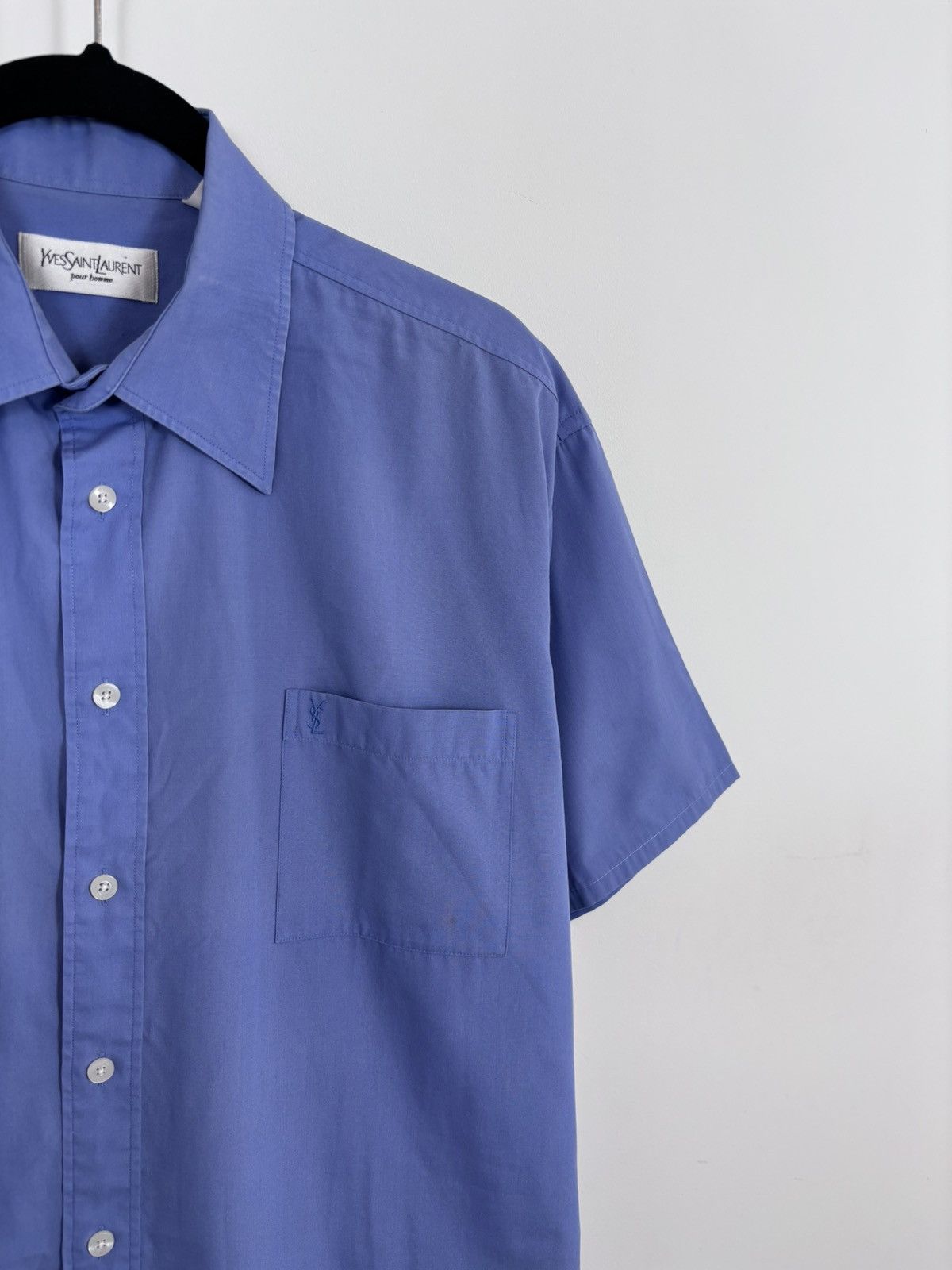 Yves Saint Laurent Vintage Yves Saint Laurent Men’s Blue Short Sleeve Shirt Size US L / EU 52-54 / 3 - 3 Thumbnail
