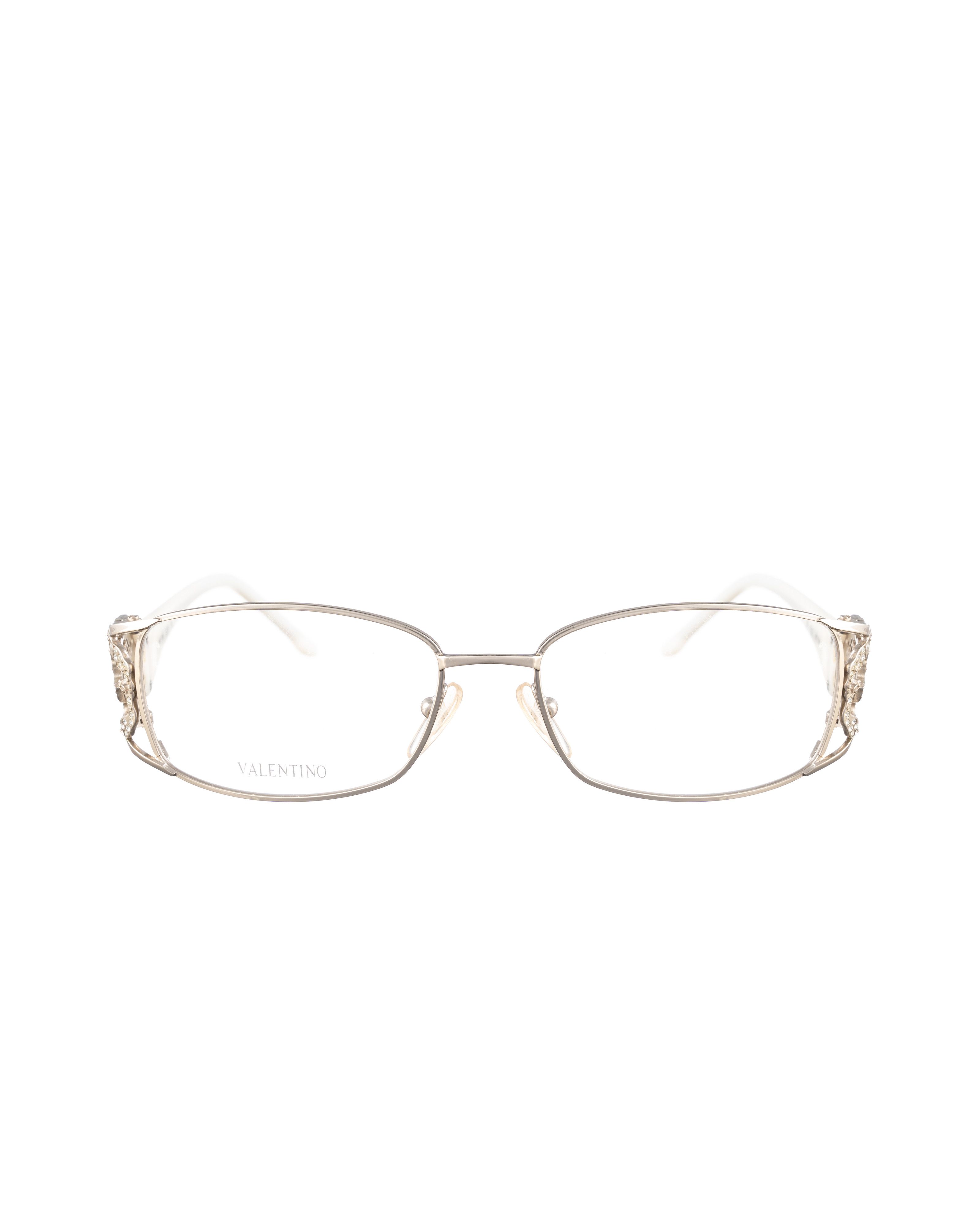 Valentino 00s White & Silver Glasses with Rhinestones Roses