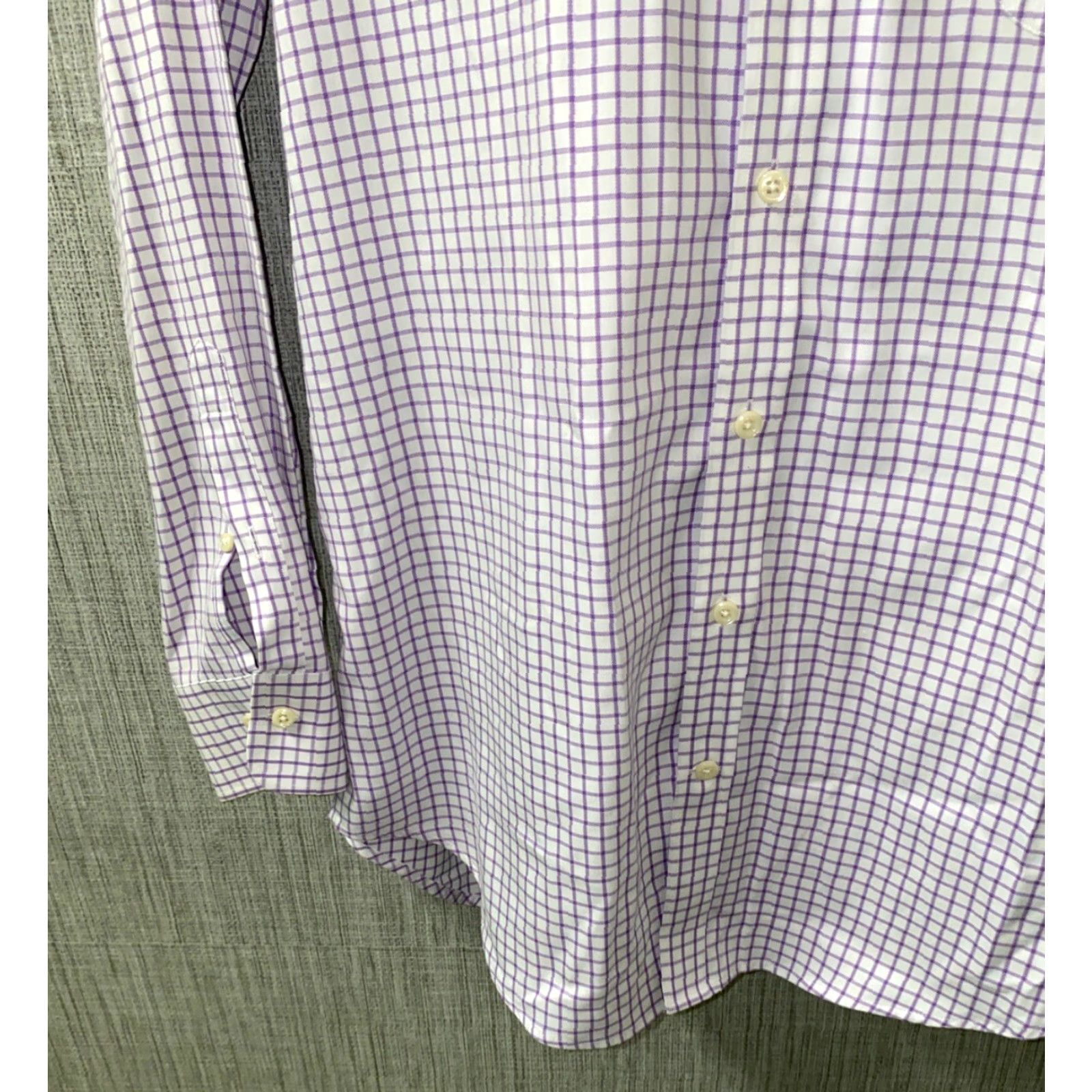 Peter Millar Peter Millar Shirt Mens Regular Button-Up Long Sleeve White Purple Checkered Size M Size US M / EU 48-50 / 2 - 5 Thumbnail