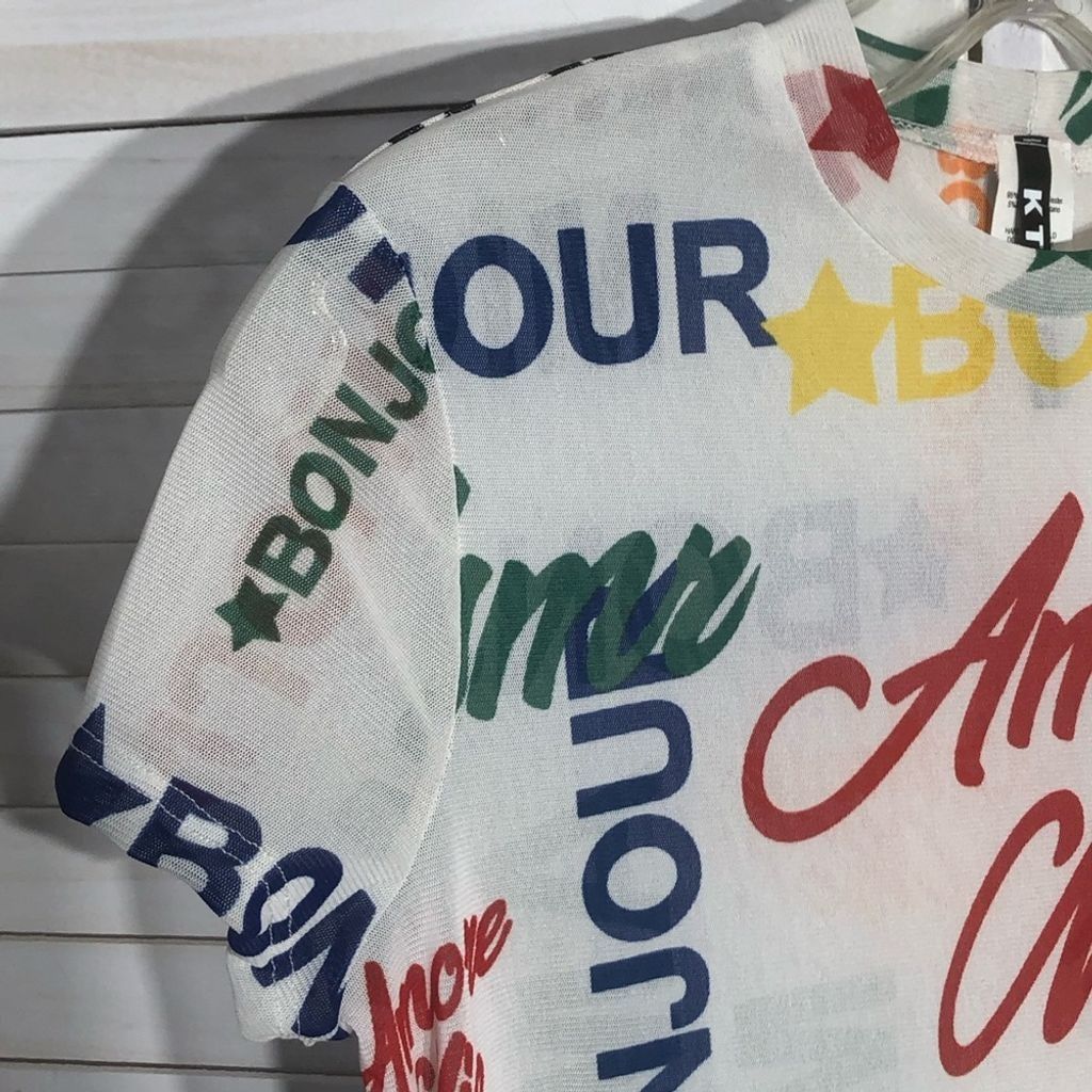 Other semi sheer Avant Garde white multicolor News print top sz S Size S / US 4 / IT 40 - 4 Thumbnail