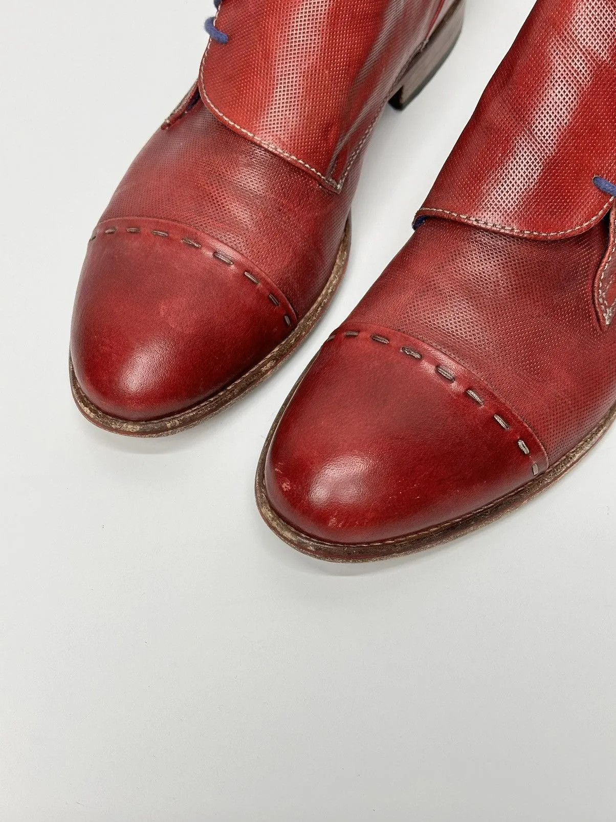 14th Addiction Rare red AS 98 leather lace-up shoes vintage detailed Size US 9 / EU 42 - 5 Thumbnail