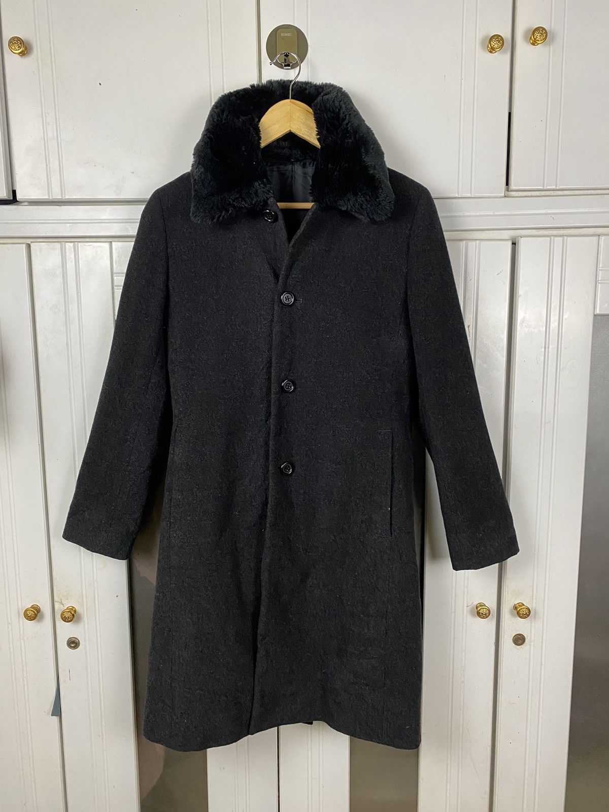 image of Vintage Ined By Yohji Yamamoto Wool Long Coat Jacket in Black, Men's (Size Small)