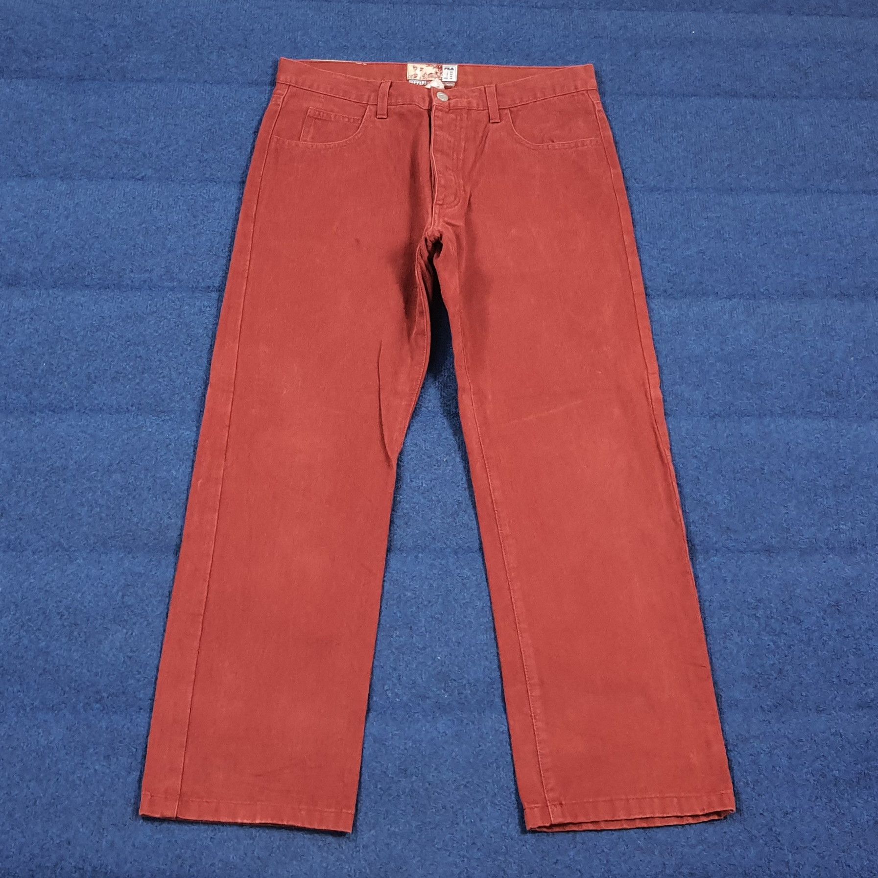 Fila Rare Vintage FERRARI x FILA Red Denim Pants Italy C297N8 Size US 31 - 5 Thumbnail