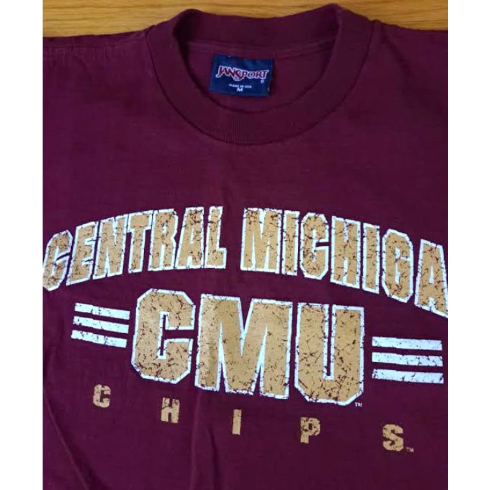 Jansport VINTAGE Jansport Central Michigan Chippewas Long Sleeve T-Shirt USA Burgundy M Unisex Adults Medium Shirt Boys/Girls? Size US M / EU 48-50 / 2 - 3 Thumbnail