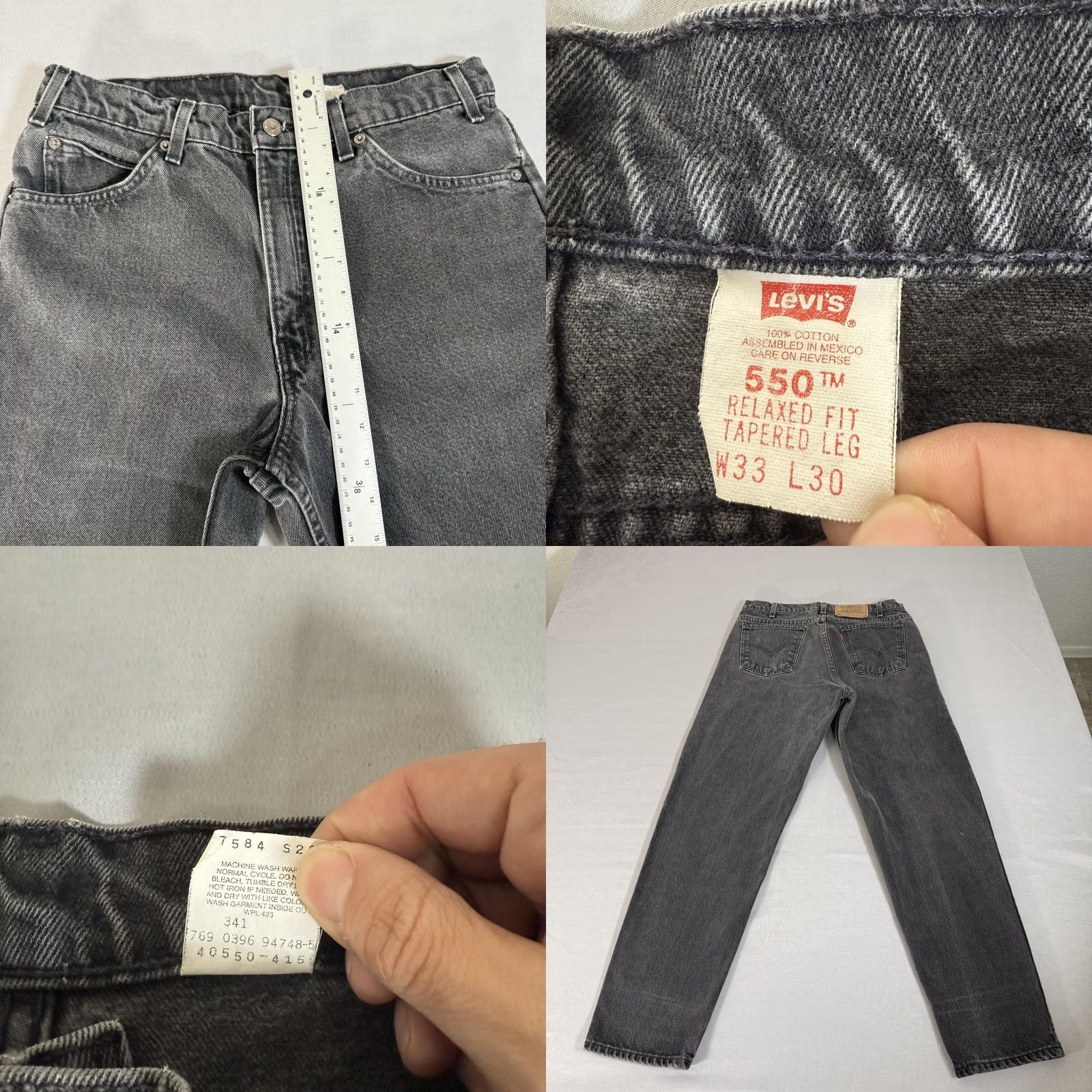 Levi's VINTAGE Levi's 550 Jeans Men 33x30 Black Charcoal Wash Relaxed Tapered Fit 5-Pocket Denim Pants 90s Mens Size US 33 - 8 Thumbnail