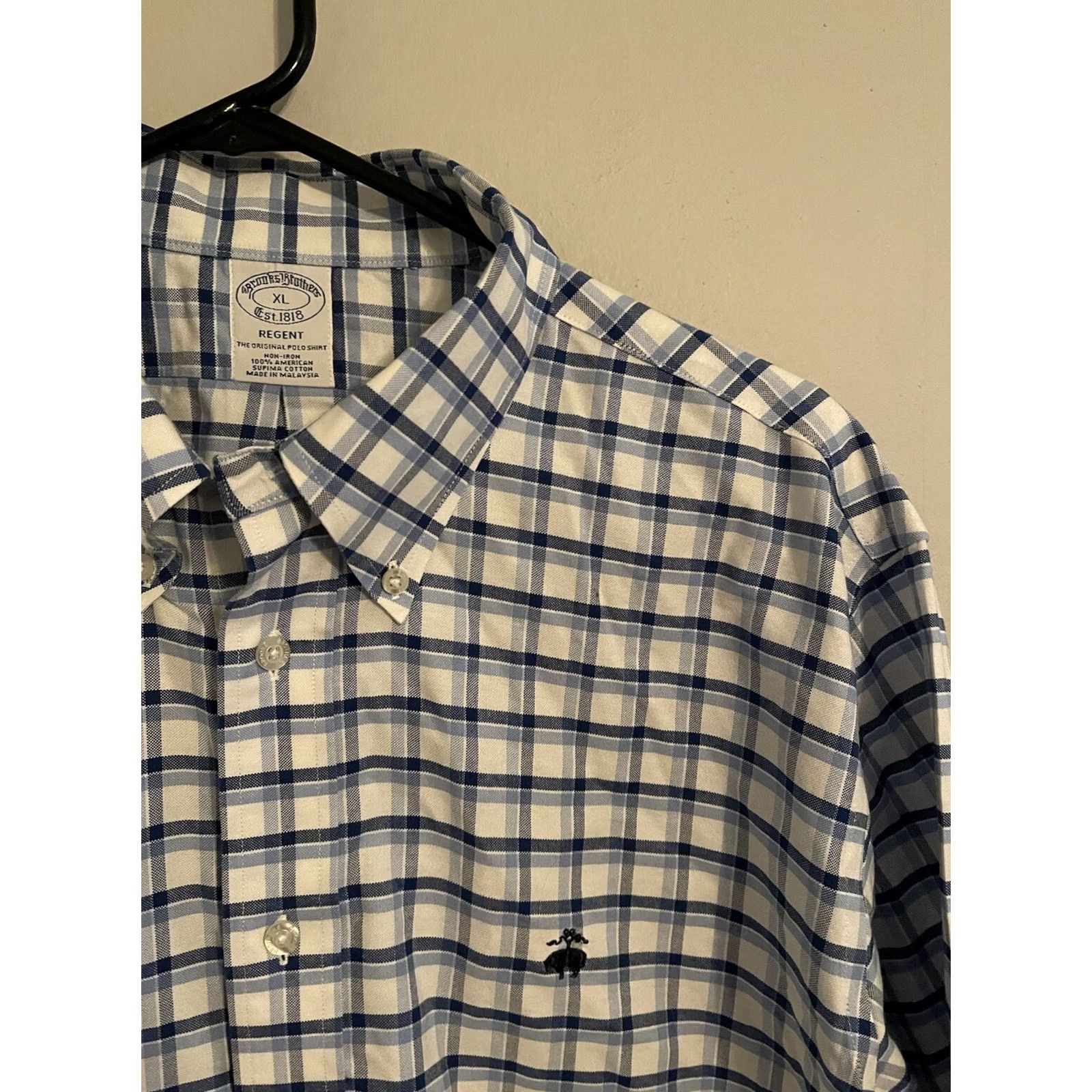 Brooks Brothers Brooks Brothers Dress Shirt Regent Fit Blue Plaid L/S Button Up Men's XL Size 46R - 2 Thumbnail