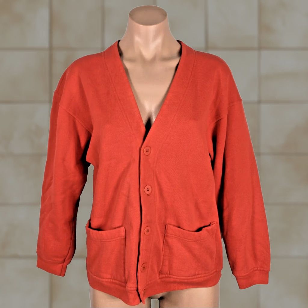Hanes Vintage 80s/90s Hanes Button Down Cardigan Red Sweatshirt Size S / US 4 / IT 40 - 1 Thumbnail