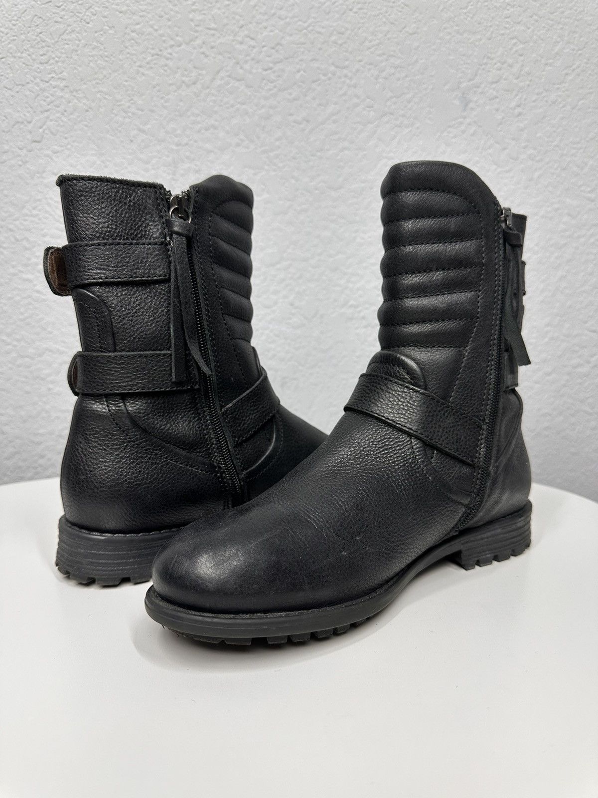 Vintage Leather Hight Boots Racing Daytona Style Guidi Y2K