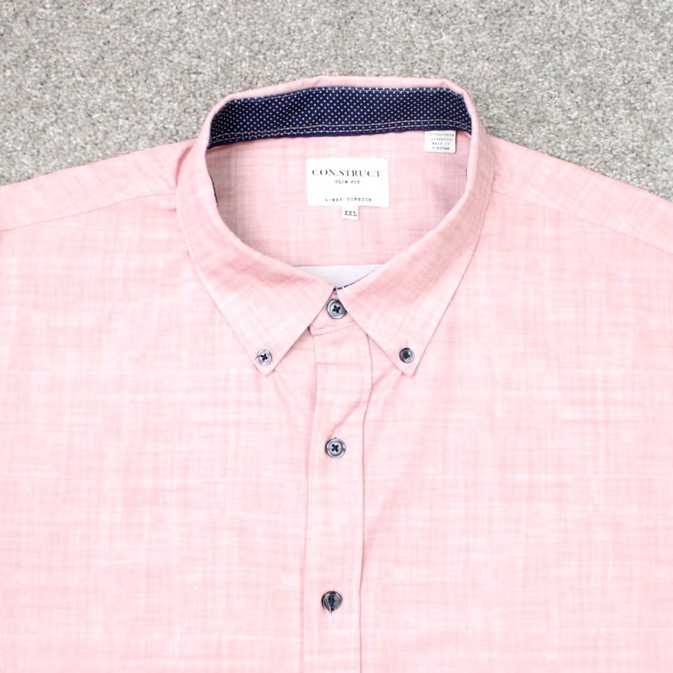 Pinko Construct Shirt Men 2XL XXL Pink Slim Fit 4-Way Stretch Short Sleeve Button Down Size US XXL / EU 58 / 5 - 6 Thumbnail
