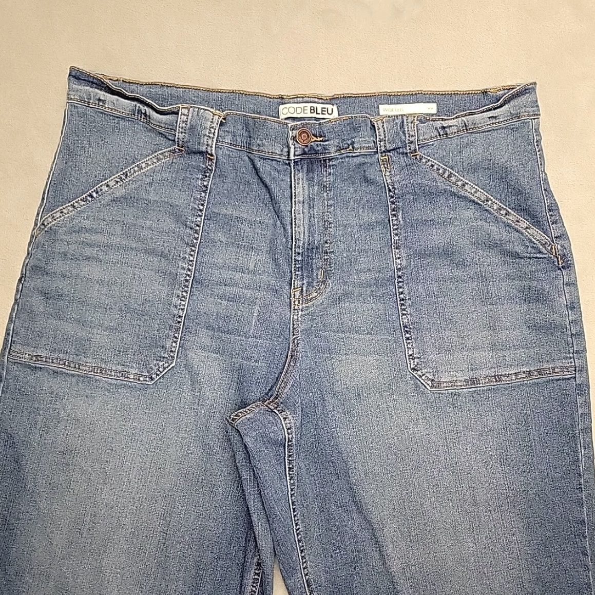 Vintage Code Bleu Wide Leg Jeans Women 18W Blue Denim High Rise Y2K 90s Pants Wide-Leg Jeans Women 18W Blue Denim High Rise Y2K 90s Size 40" / US 18 - 3 Thumbnail