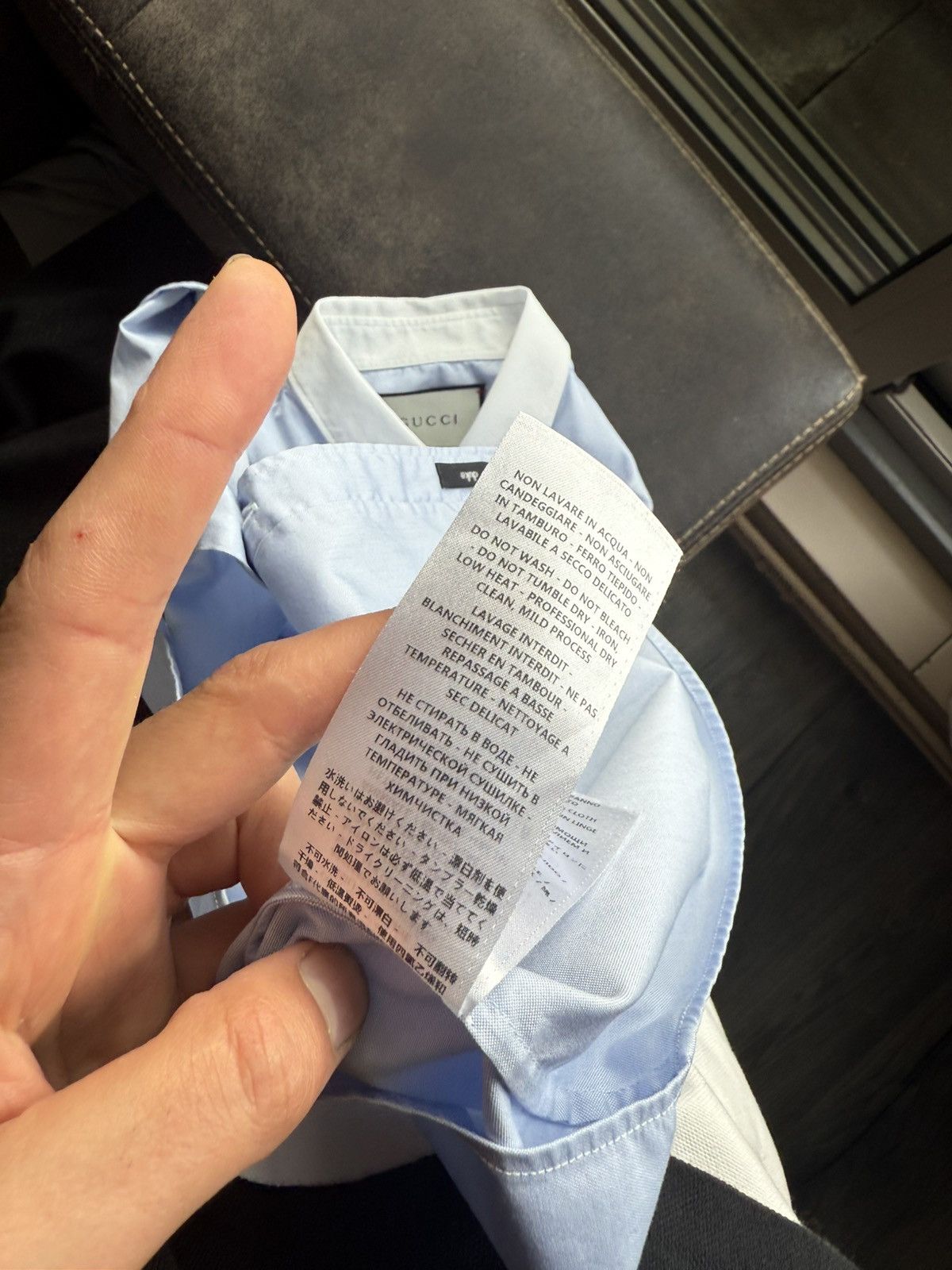 Gucci Sky Blue Shirt with White Contrast Collar Size US S / EU 44-46 / 1 - 11 Thumbnail