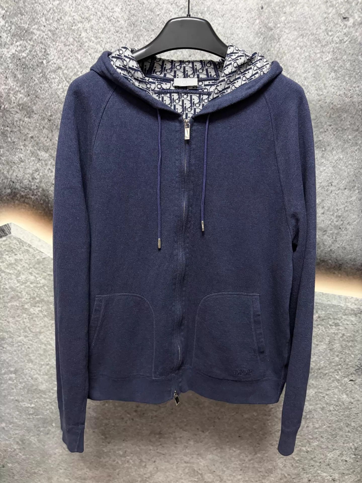 Dior Blue Zip-Up Hoodie with Patterned Lining Size US XXL / EU 58 / 5 - 1 Thumbnail