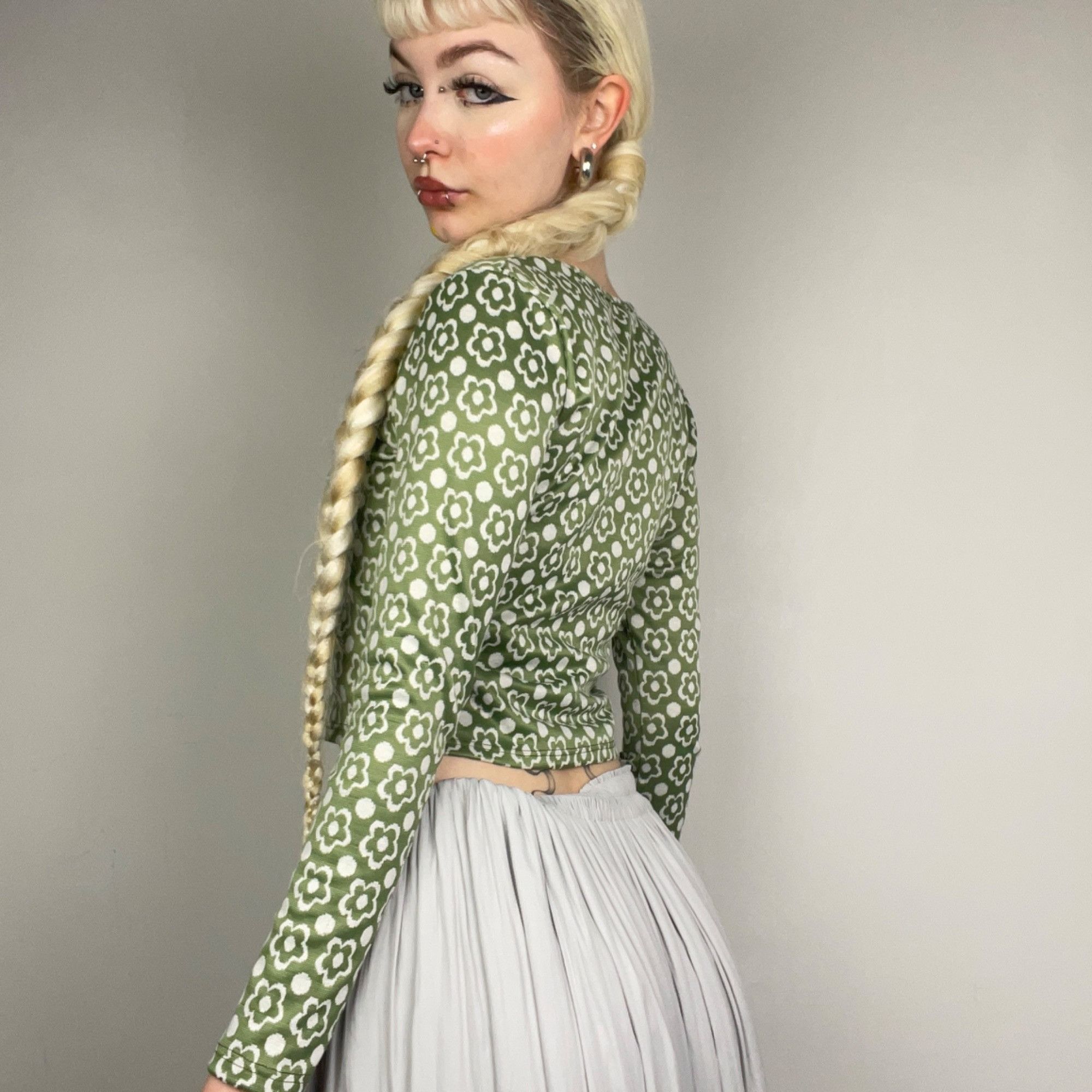 Other S - Y2K Green Flower Pattern Olivia Rae Full Sleeve Top Size S / US 4 / IT 40 - 3 Thumbnail