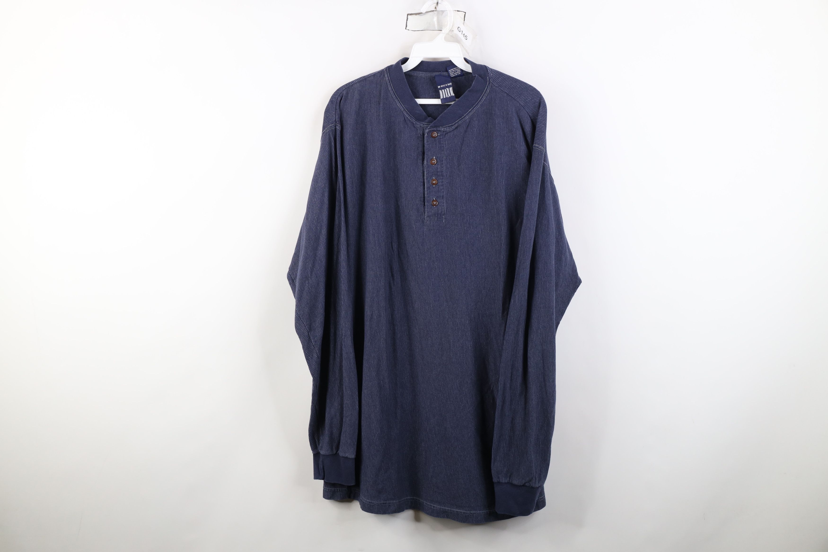 Vintage Vintage 90s Streetwear Long Sleeve Henley T-Shirt Blue Size US XL / EU 56 / 4 - 1 Thumbnail