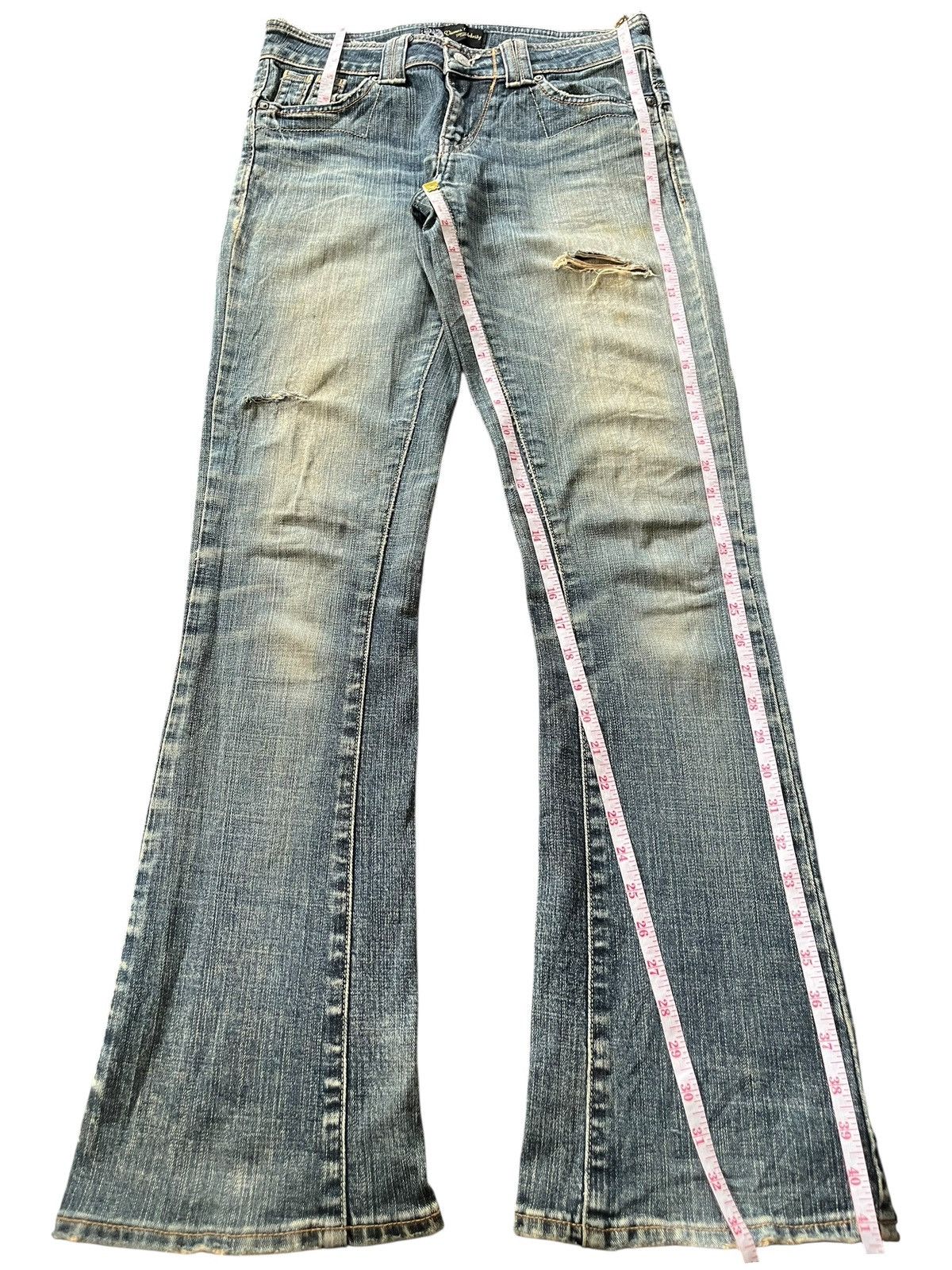 Edwin Vintage Vienus Mud Wash Distress Low Rise Flare Jeans Size 30" / US 8 / IT 44 - 7 Thumbnail
