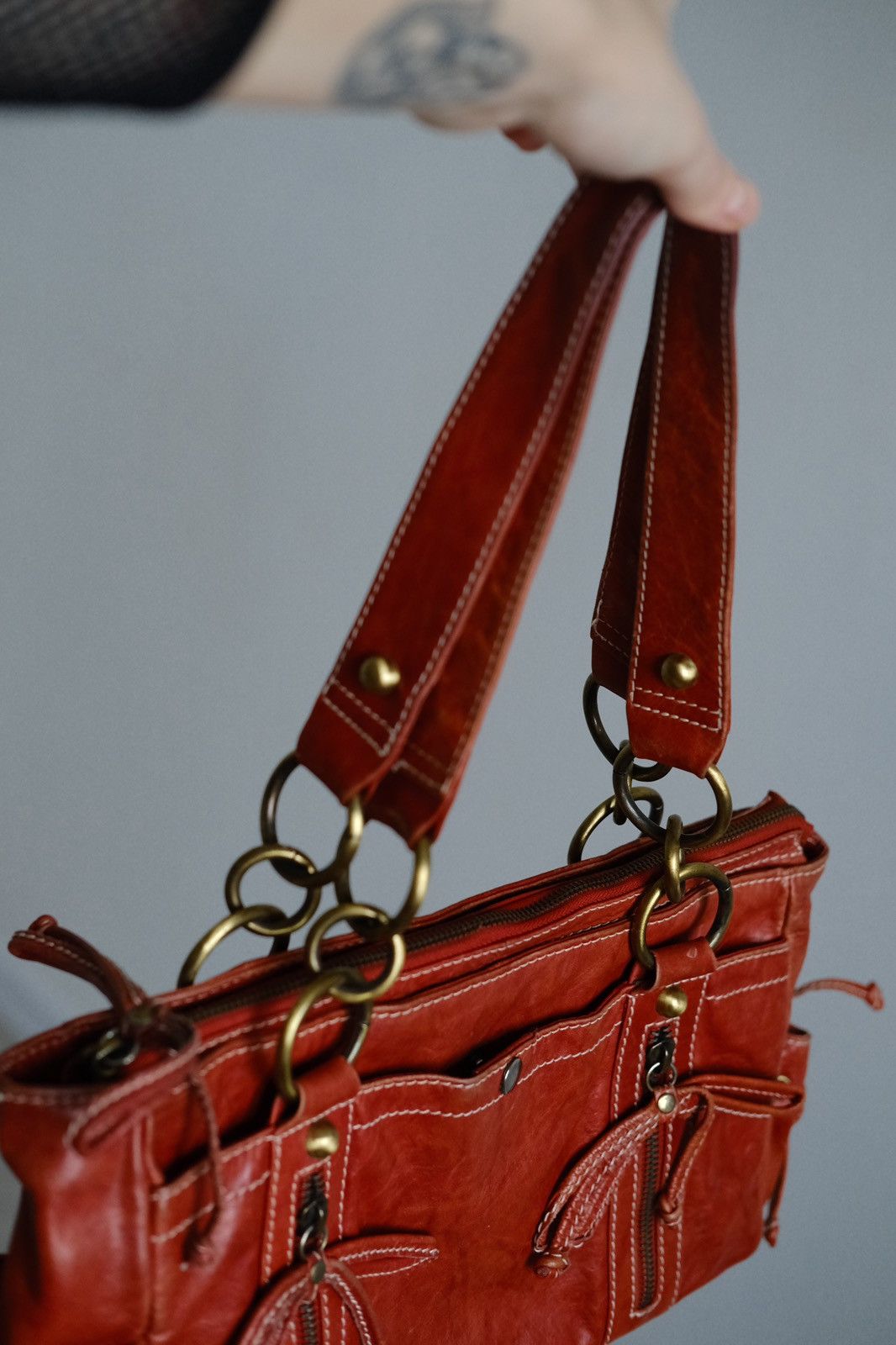 Vintage Red leather y2k grunge bag Size ONE SIZE - 9 Thumbnail