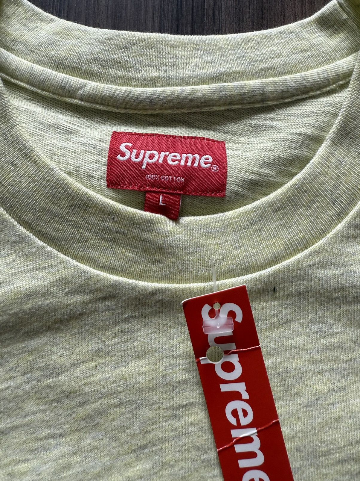 Supreme Supreme Heavyweight Pocket Tee Light Yellow Size L – Logo Size US L / EU 52-54 / 3 - 3 Thumbnail