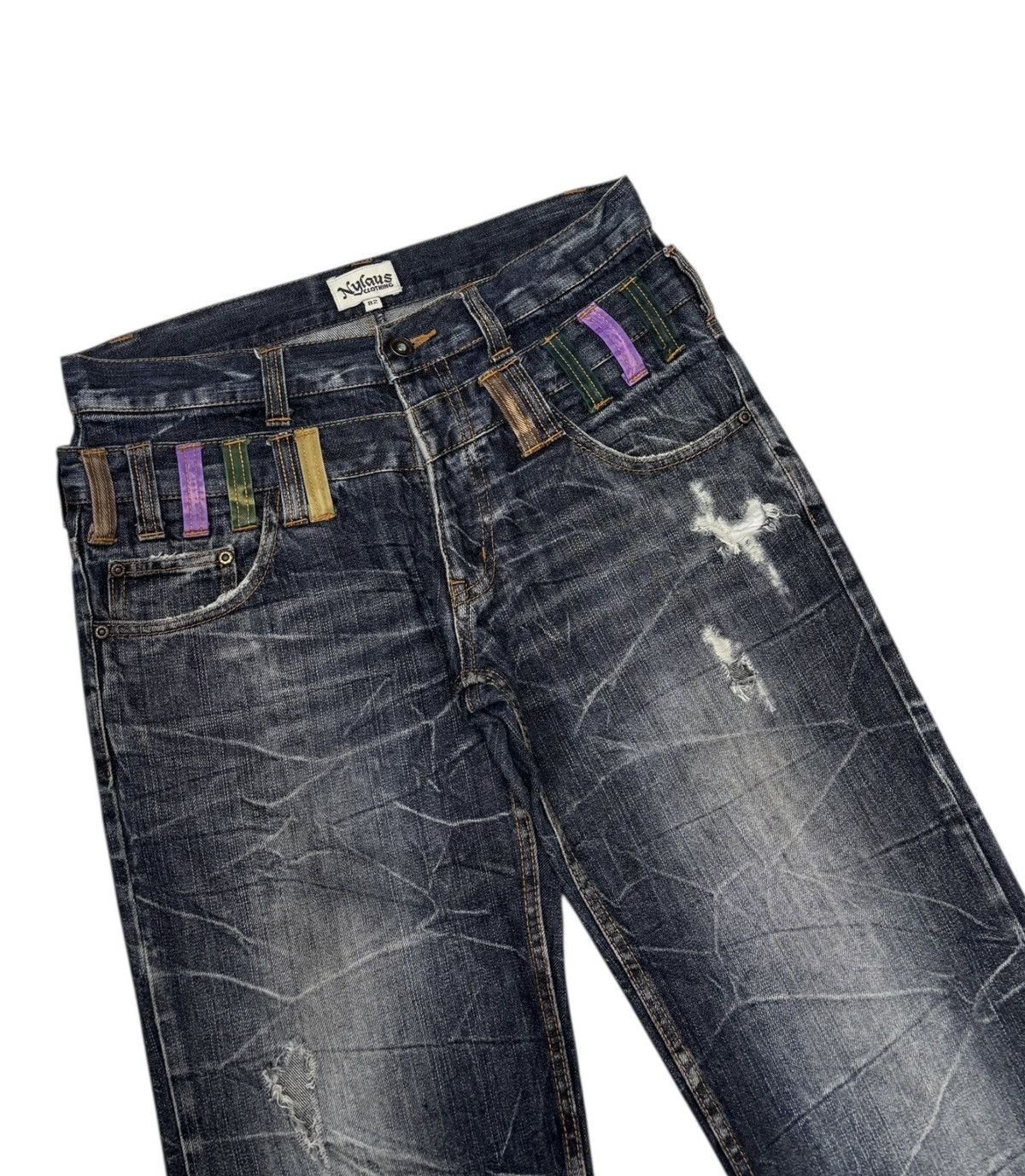 Hysteric Glamour × If Six Was Nine × Seditionaries NYLAUS DOUBLE WAIST WHISKER DISTRESSED DENIM JEANS Size US 31 - 7 Thumbnail