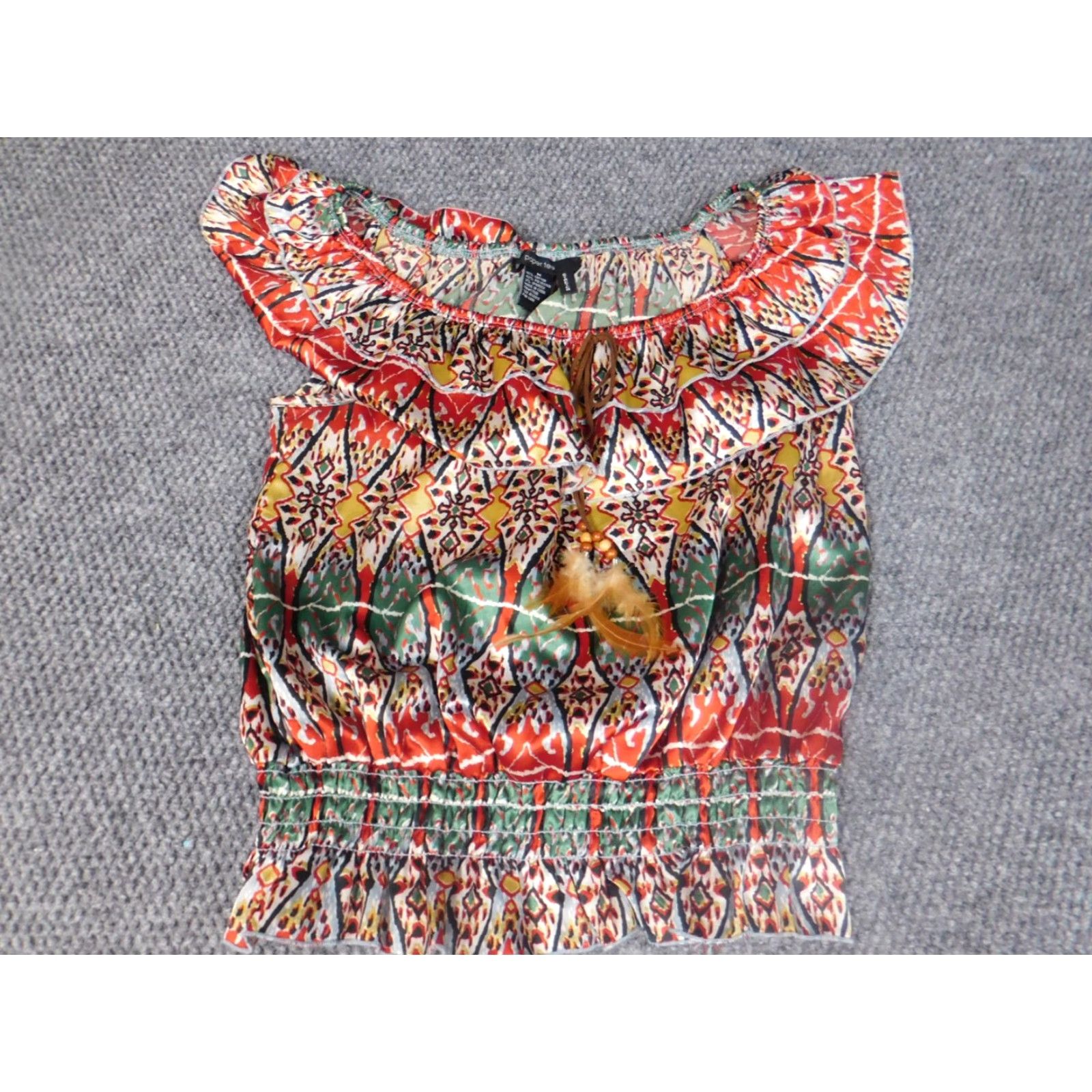 Vintage Paper Tee Blouse Womens Medium Red Sleeveless Crew Neck Cap Sleeve Casual Stretch Size M / US 6-8 / IT 42-44 - 3 Thumbnail