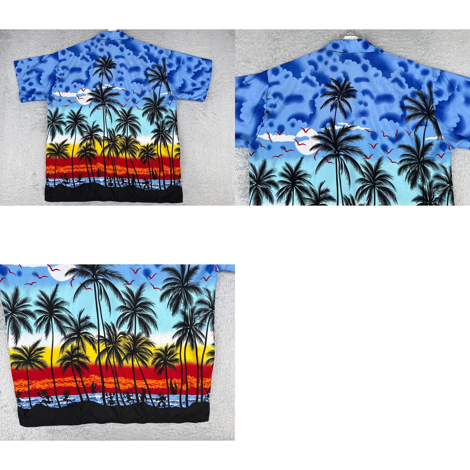 Vintage Happy Bay Shirt Mens XL Blue Palm Tree Hawaiian 100% Terivoile Sunset Button-Up Casual Shirt Size US XL / EU 56 / 4 - 9 Thumbnail